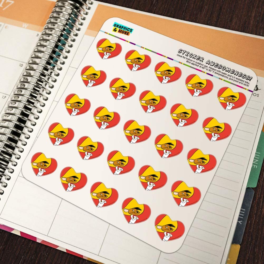 Looney Tunes Speedy Gonzales Heart Shaped Planner Stickers - Cute Cartoon Scrapbook Decals for Bullet Journals, Calendars & DIY Crafts - Perfect for School, Office & Gift Giving