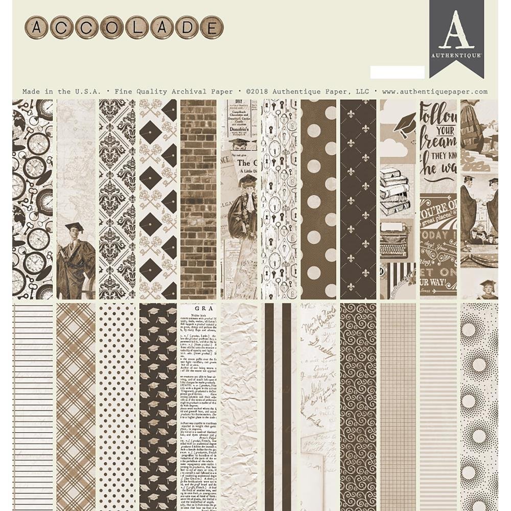Authentique 12x12 Double-Sided Cardstock Pad - 24 Sheets, 8 Designs for Scrapbooking & Card Making