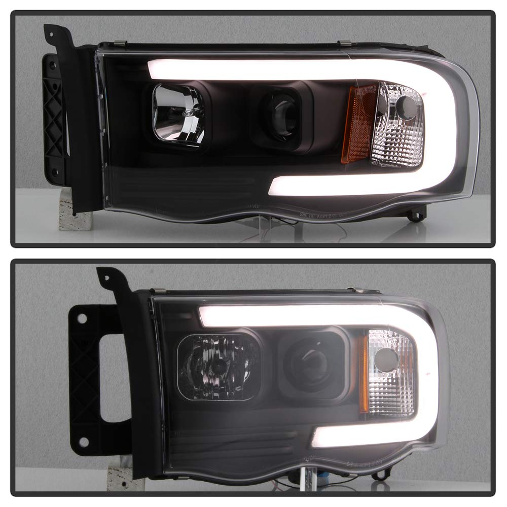 High-Performance LED Tube DRL Headlights for Dodge Ram 1500 (2002-2005) - Black/Clear Lens - Upgrade Your Truck's Style & Visibility for Night Driving & Off-Road Adventures