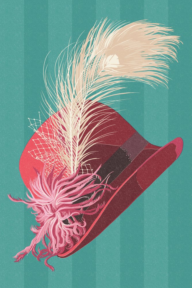 Vintage Flapper Hat Art Print - 16x24 Letterpress Wall Decor, Giclee Gallery Quality Travel Poster for Home, Office & Jazz Age Themed Rooms