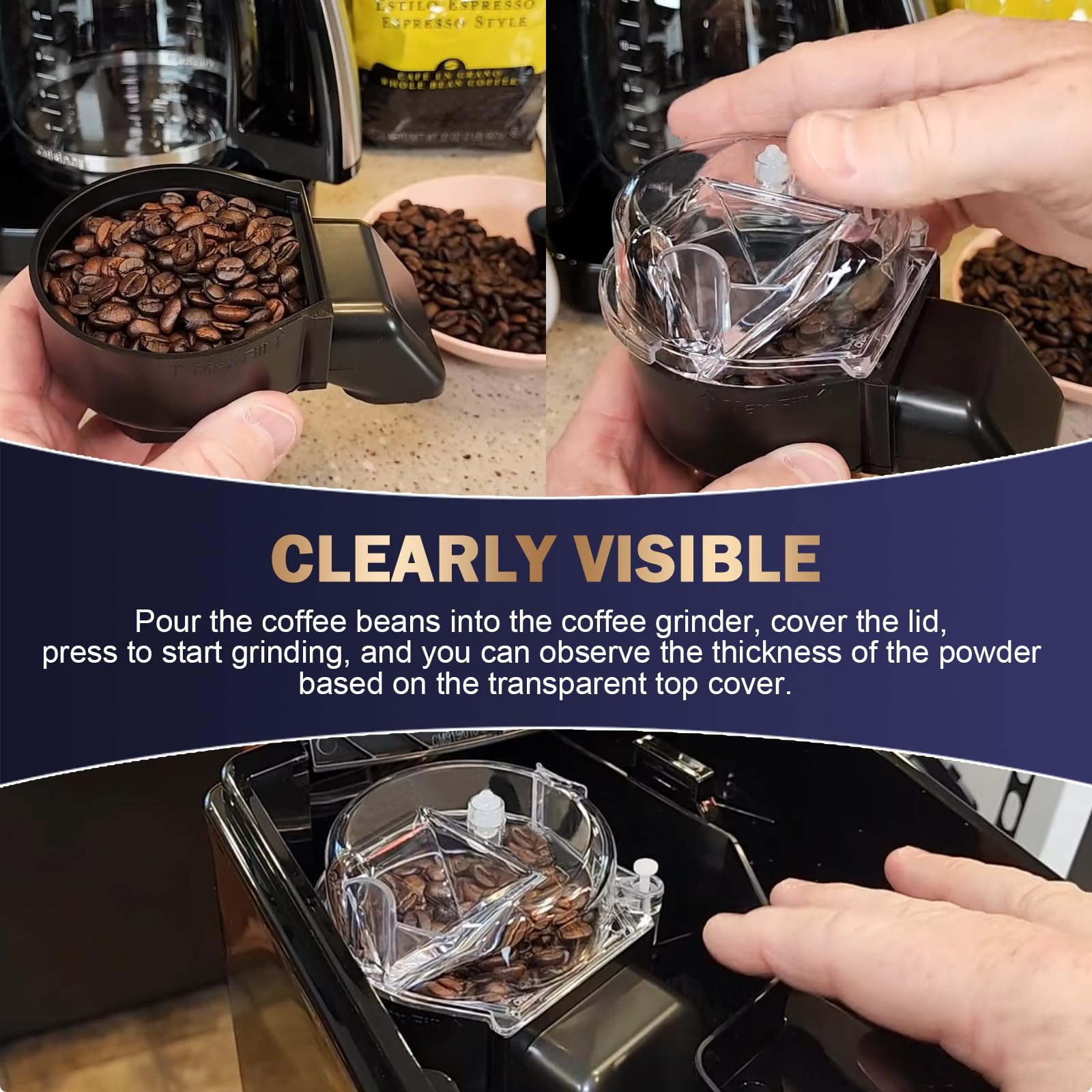 Cuisinart DGB-500GLID Replacement Grinder Assembly Lid - Clear Coffee Maker Part for DGB-500 Series | Perfect for Home Brewing & Coffee Shop Maintenance