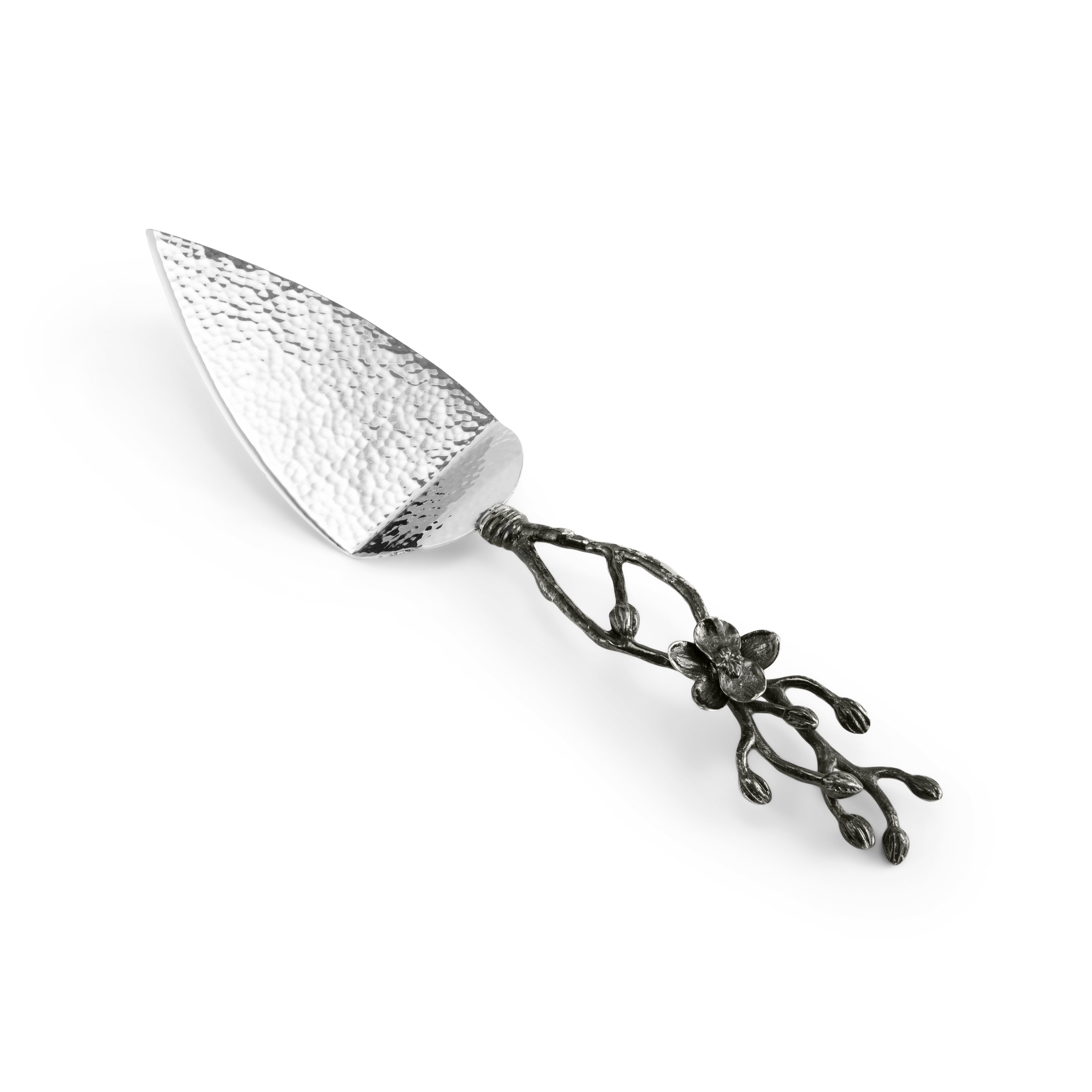 Premium Black Orchid Cake Server Set - Elegant Stainless Steel Cake Knife & Server for Weddings, Birthdays & Special Occasions