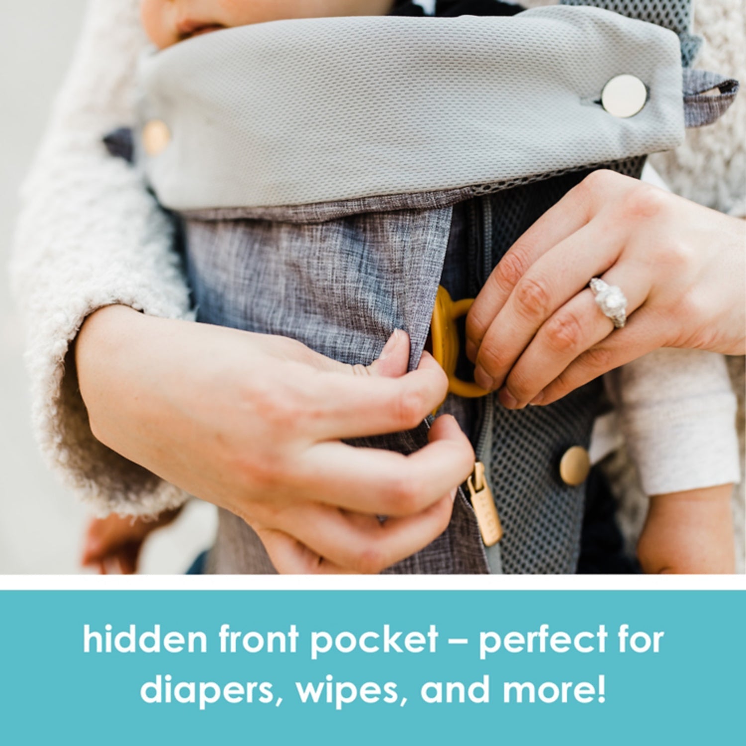 JJ Cole Peek 5-Position Baby Carrier - Ergonomic Infant Carrier for Hands-Free Parenting - Perfect for Hiking, Shopping & Travel