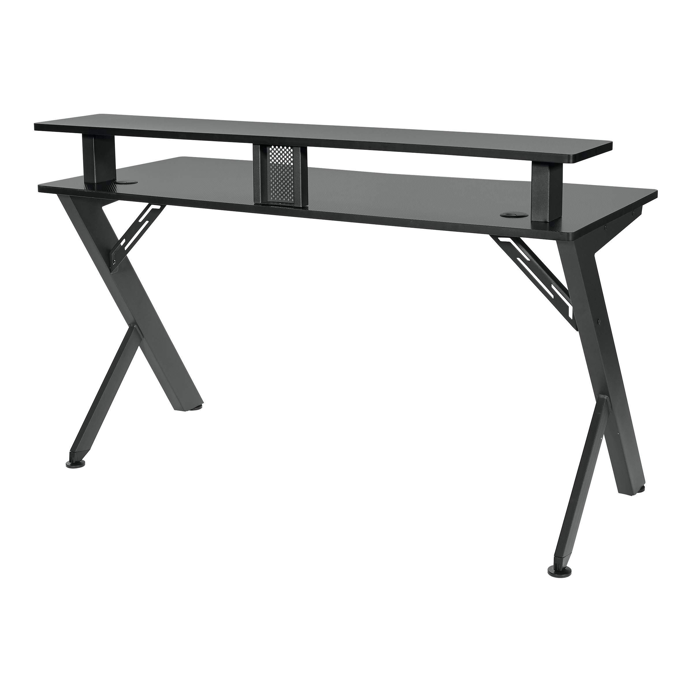 OSP Home Furnishings Area51 Battlestation Gaming Desk with Bluetooth RGB LED Lights - Ergonomic Computer Desk for Gamers & Streamers - Matte Black Gaming Desk for PC Setup, Home Office & Esports