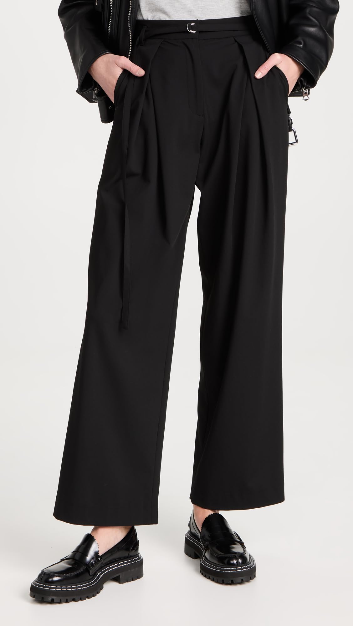 Pixie Market Women's Zoe High-Waisted Belted Pants - Stylish & Comfortable Trousers for Work, Office & Casual Outfits