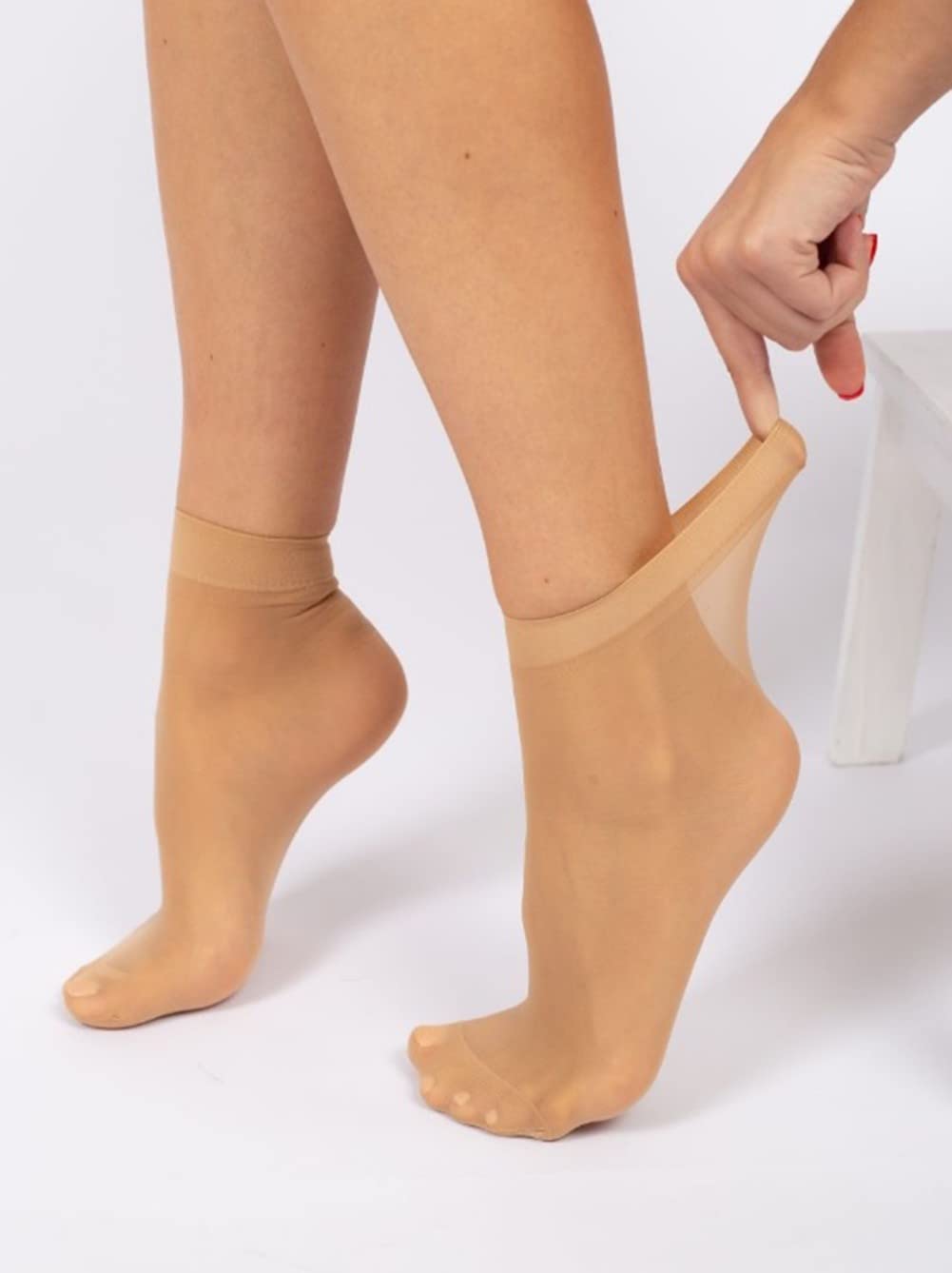 MALVA 5 Pairs Women's Sheer Knee-High Low Cut Nylon Socks - Fashionable Streetwear Sheer Hosiery for Casual Wear, Office & Daily Outfits