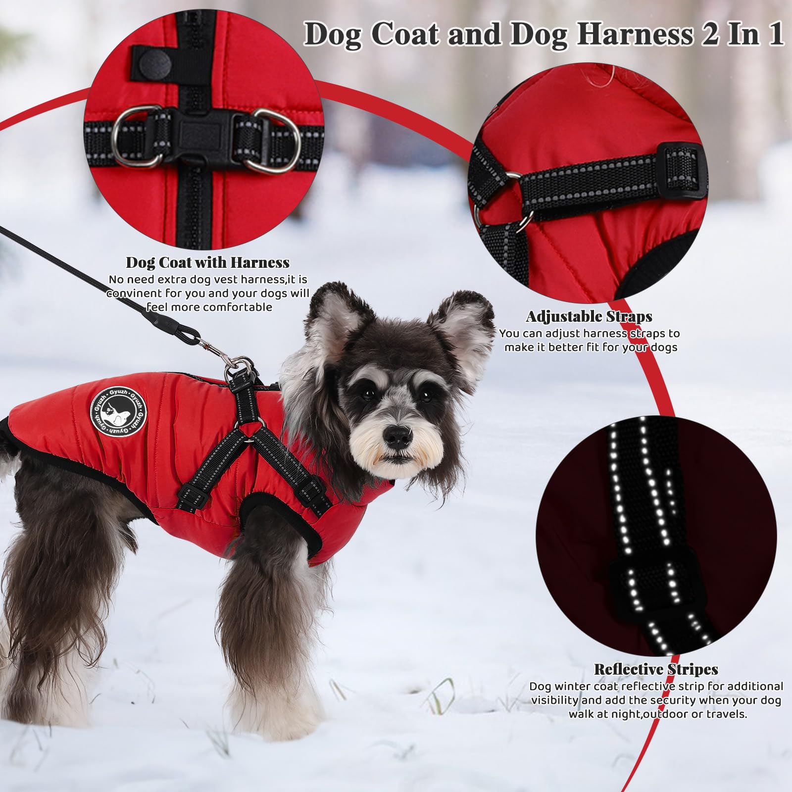 Waterproof Fleece Dog Coat with Reflective Harness - Winter Dog Jacket for Small Medium Large Dogs | Warm Puppy Clothes for Cold Weather, Rain & Snow Protection | Perfect for Outdoor Walks, Hiking & Winter Adventures