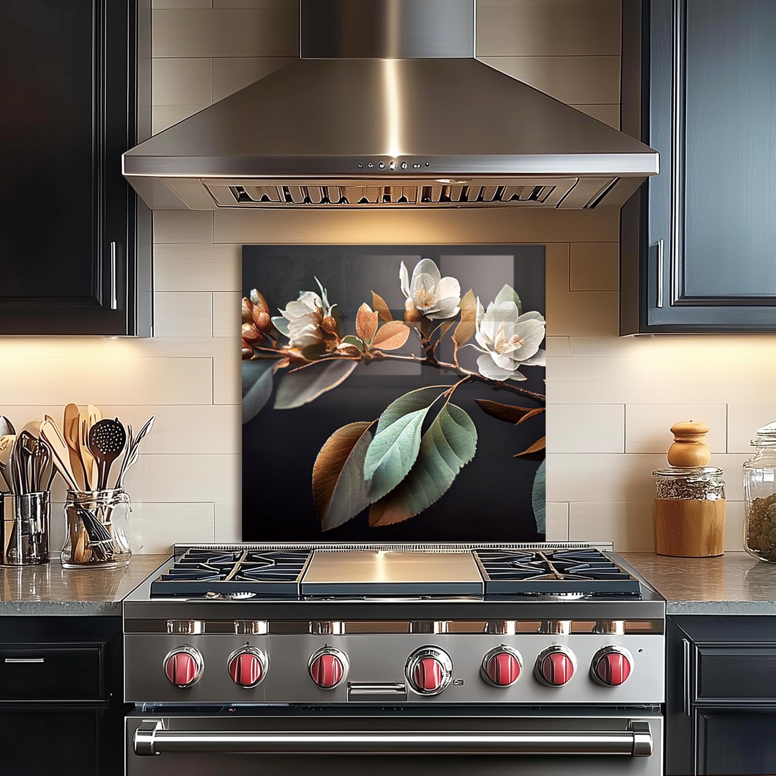 Tempered Glass Kitchen Backsplash - 60x60cm Splash Guard for Stove & Sink