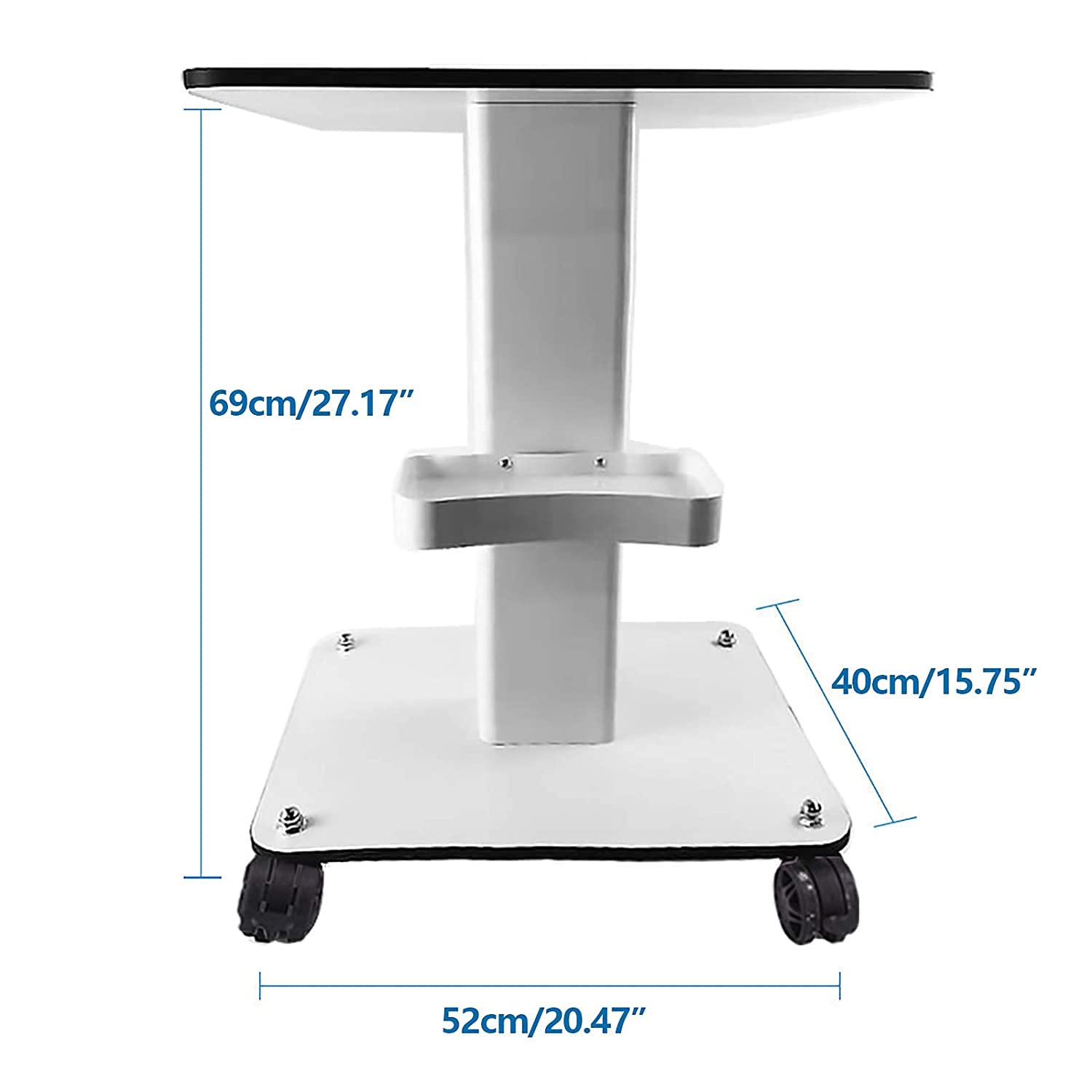 Professional Salon Medical Trolley with Rolling Wheels - Hair Stylist Cart with Large Instrument Tray for Beauty Tools & Supplies - Mobile Storage Solution for Hairdressers & Spa Services - Perfect for Salon Organization & Client Styling (White, Large Table Size)