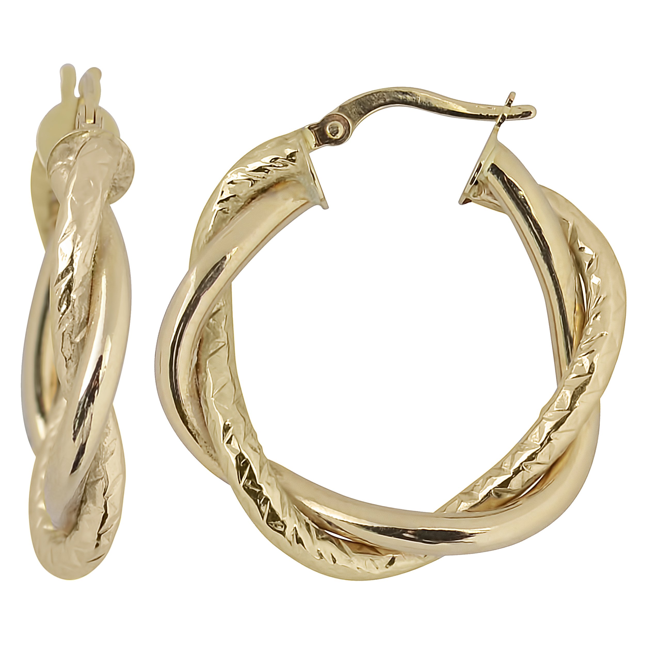 10K Gold Diamond-Cut Intertwined Double Hoop Earrings for Women - Elegant Polished Hoop Earrings for Party, Wedding & Everyday Wear | Kooljewelry