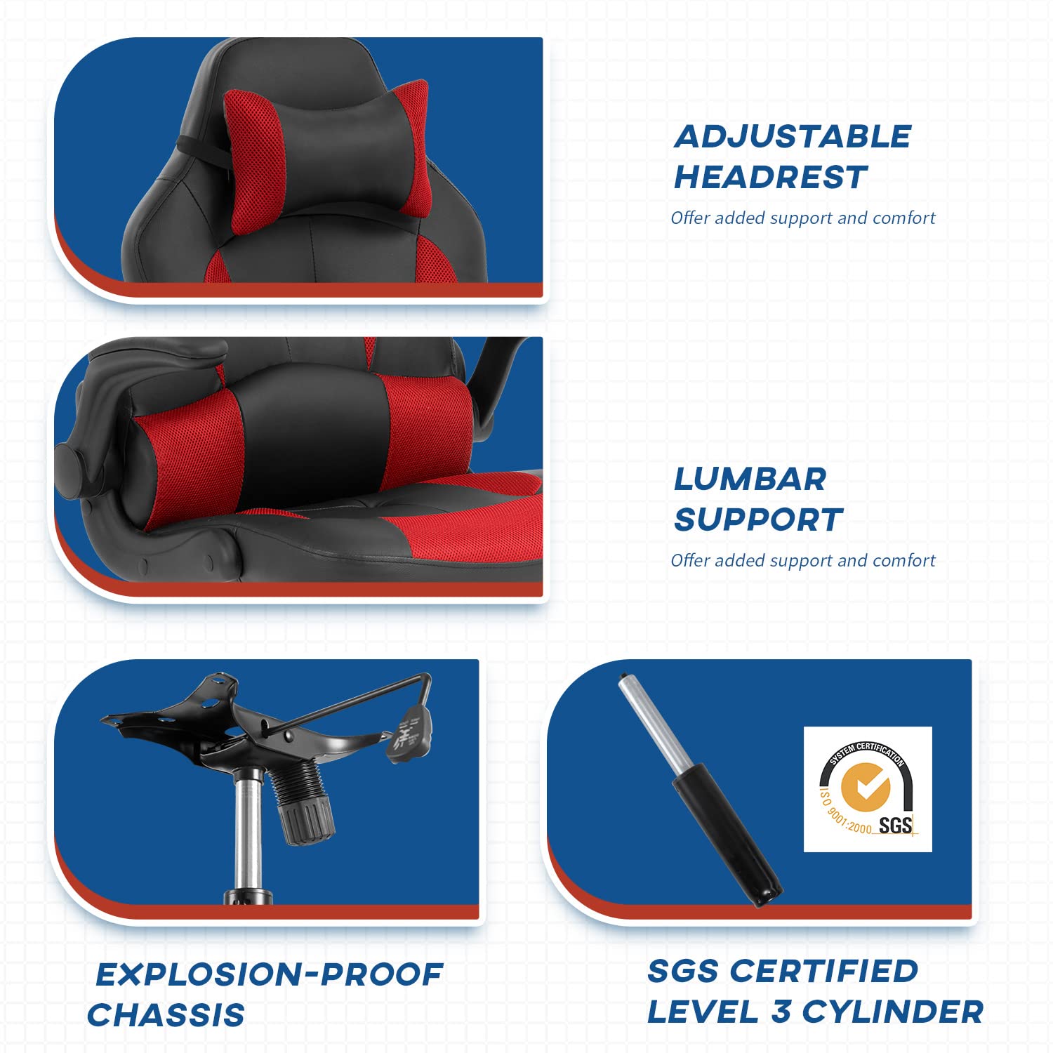 Ergonomic Gaming Chair for Adults - PU Leather Swivel Rolling Adjustable Video Game Chair with Lumbar Support, Flip-Up Arms & Headrest - Perfect for PC Gaming, Office Work & Streaming Setup (Men & Women)