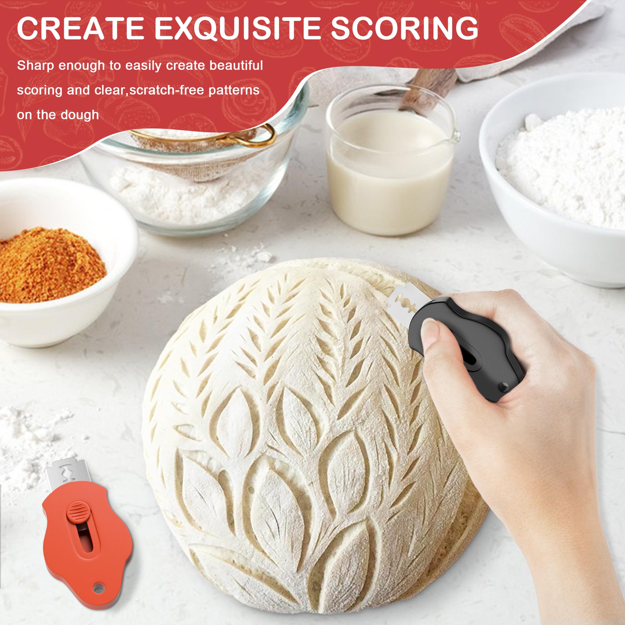 Professional Extractable & Magnetic Bread Lame Dough Scoring Tool with 5 Razor Blades - Best Sourdough Bread Baking Kit for Artisan Homemade Bread - Perfect for Bakers & Bread Making Enthusiasts (Black)