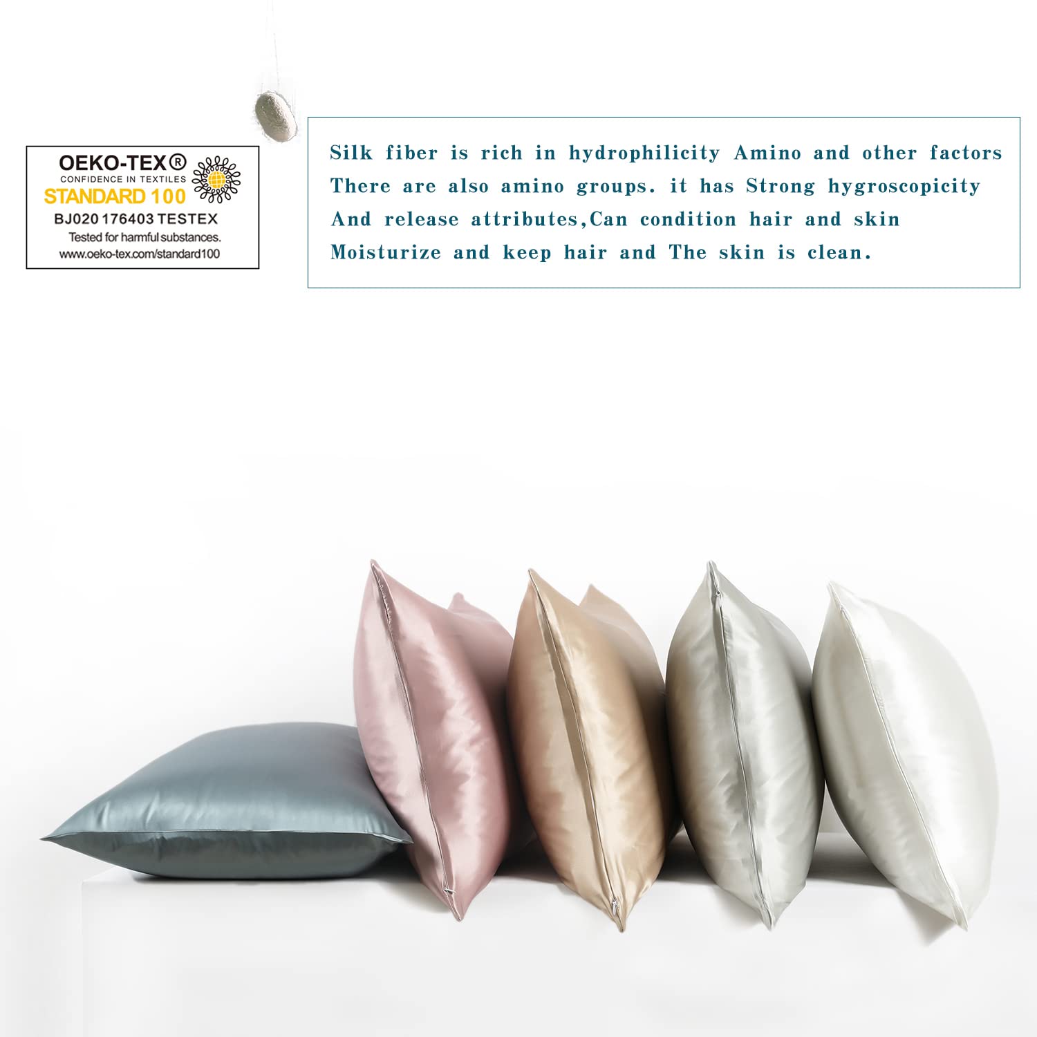 DISANGNI 100% Pure Mulberry Silk Pillowcase Set - 2 Pack Queen Size (20