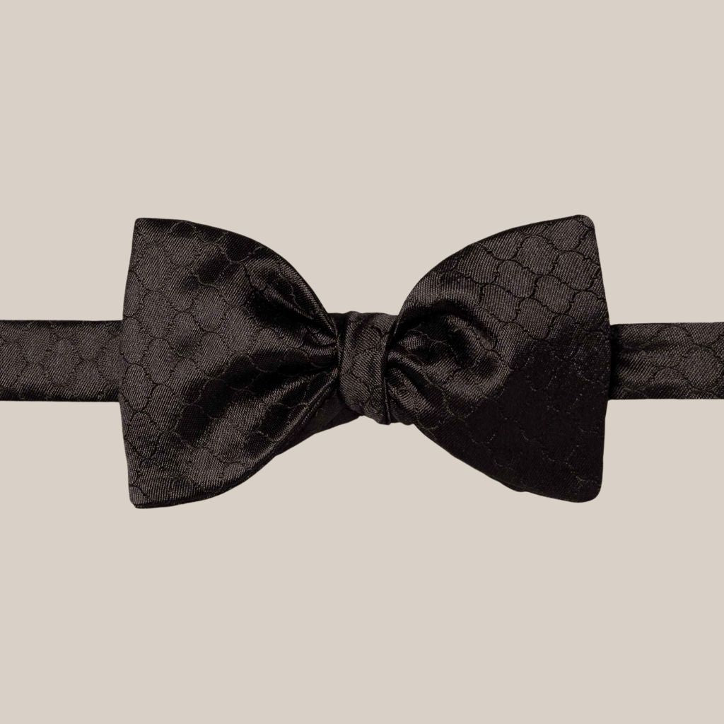 ETON Ready Tied Silk Bow Tie for Men - Classic Black Formal Necktie for Weddings, Prom & Business Events