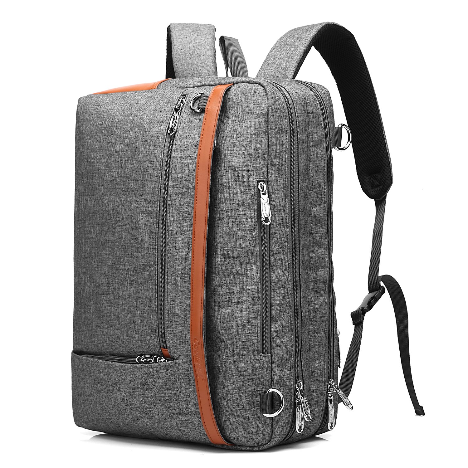 CoolBELL Convertible Backpack - 3-in-1 Shoulder Bag, Messenger Bag & Laptop Case for Men & Women - Fits 17.3 Inch Laptop - Business Briefcase & Travel Rucksack - New Grey - Perfect for Work, School & Outdoor Adventures