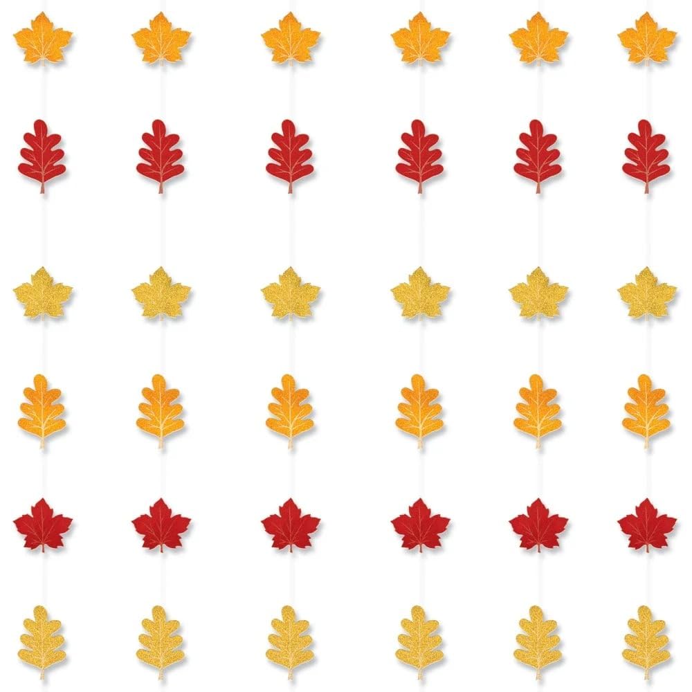 Amscan 672014 Leaf Foil String Decorations - 7 Feet Long, Pack of 6 - Perfect for Party, Wedding, and Home Decor