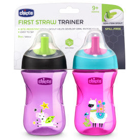 Chicco Sport Spout Trainer Sippy Cup for Babies 9 Months+ | 9oz Leak-Proof Spill-Proof Cup (2-Pack) | Ideal for On-the-Go, Daycare & Learning Independent Drinking