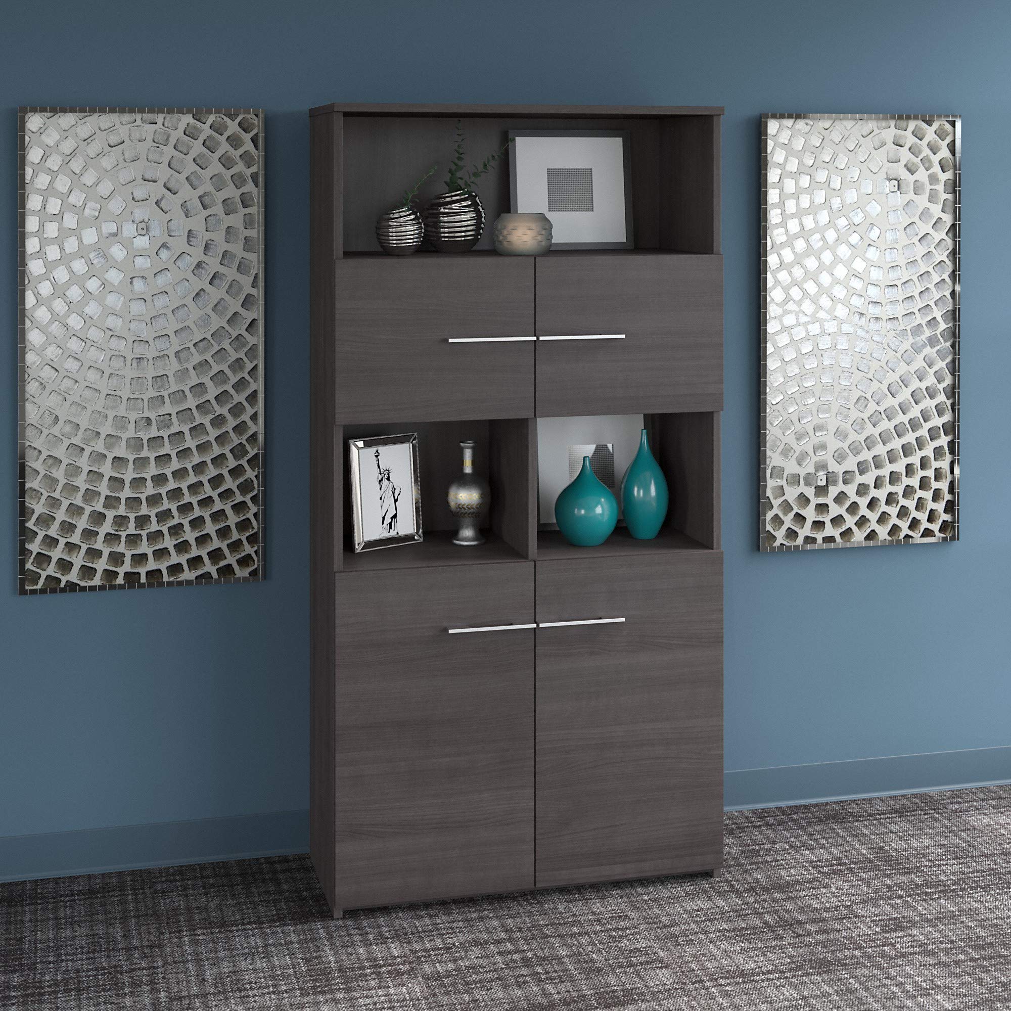 Bush Business Furniture Office 500 5-Shelf Bookcase with Doors - Stylish Storage for Home Office, Living Room & Study Organization