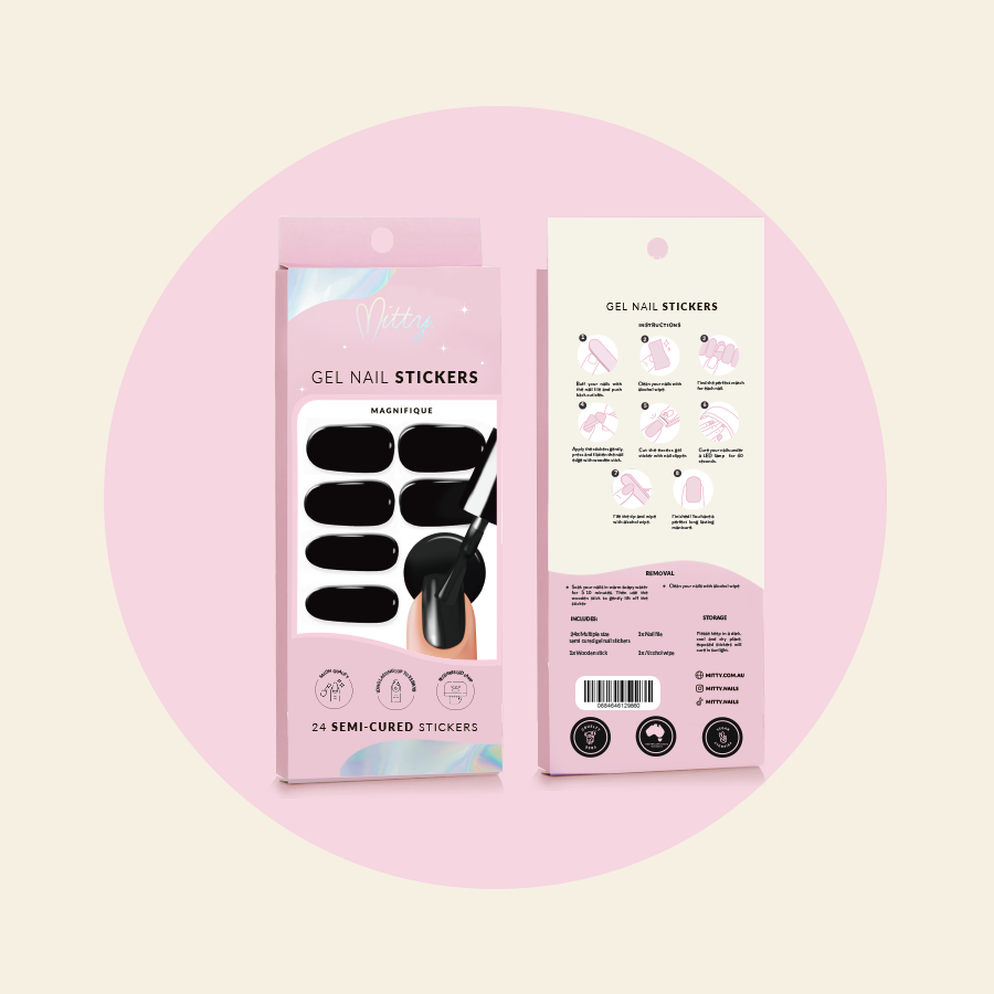 Mitty Semi-Cured Gel Nail Stickers - Magnifique Collection | DIY Salon-Quality Nails at Home | Perfect for Parties, Weddings & Special Occasions