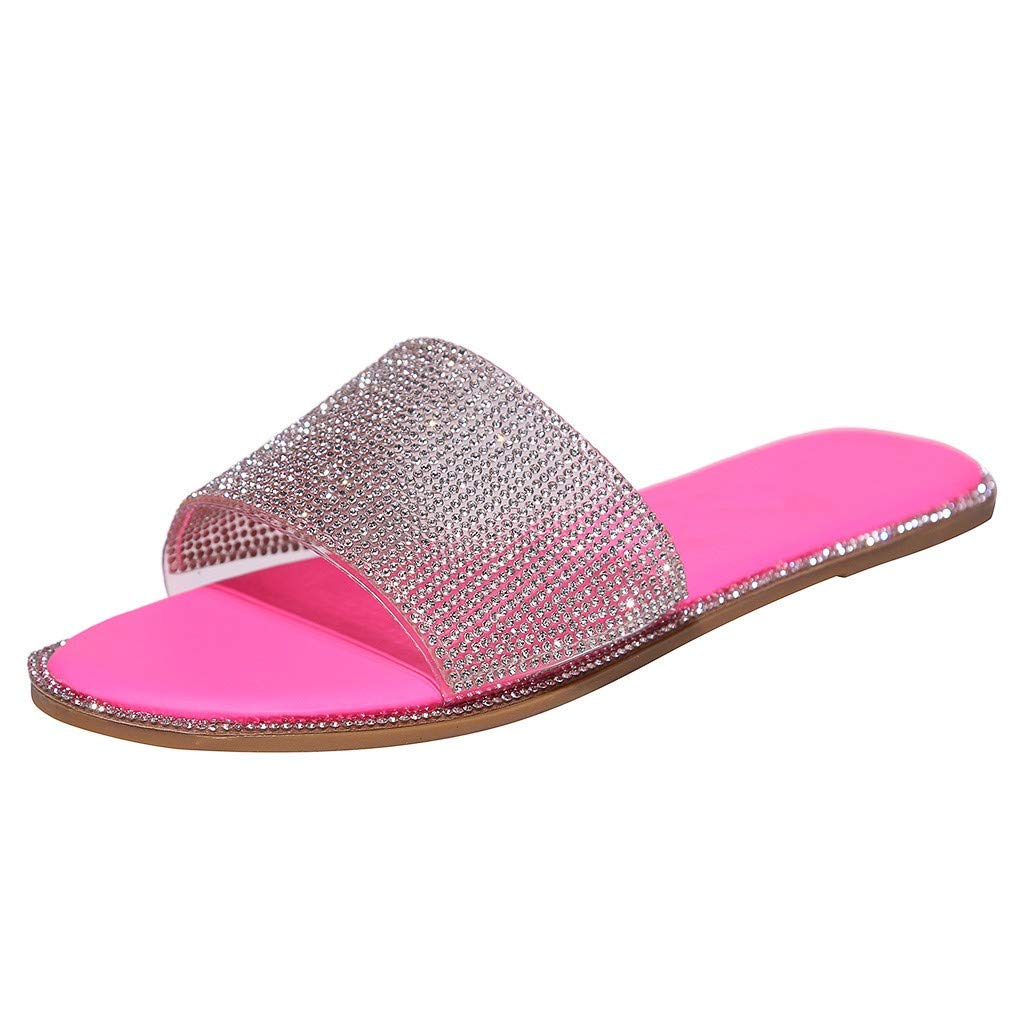 Women's Platform Sandals with Crystal Bling - Slip On Flip Flops for Beach, Travel & Summer Outfits | Comfortable Flat Sandals for Casual Wear, Vacation & Outdoor Activities