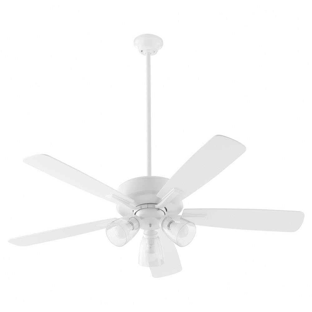 Quorum 4525-2308 Ovation 52 Inch Ceiling Fan with LED Light Kit, Remote Control, Reversible Blades - Studio White Finish for Living Room, Bedroom & Outdoor Covered Patio