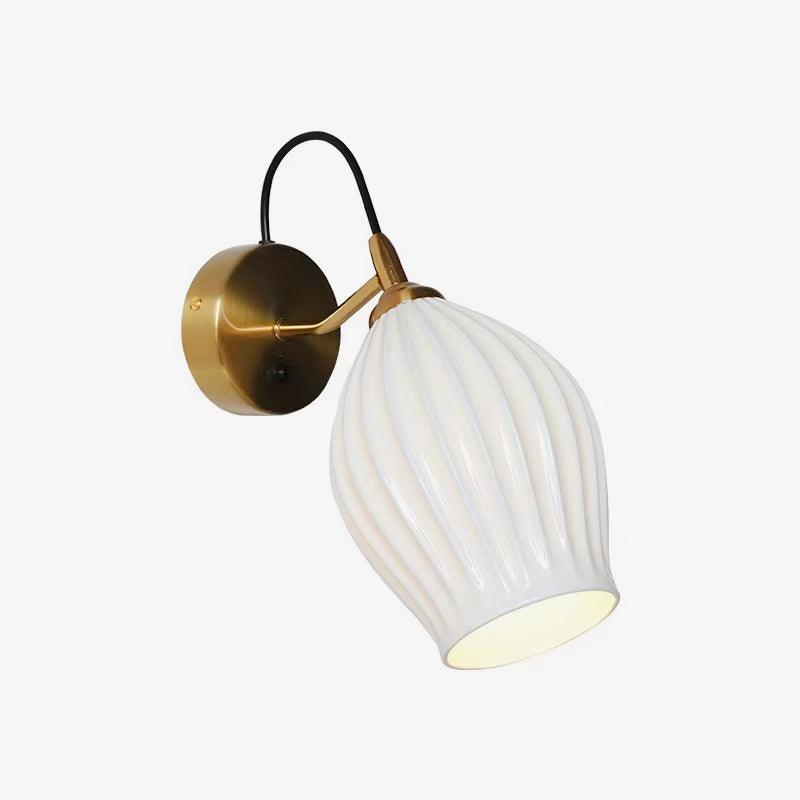 Modern Ceramic Ribbed Wall Light Fixture - Sleek & Stylish Indoor/Outdoor Sconce for Living Room, Bedroom, or Patio Lighting