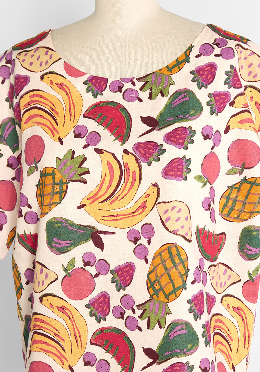 Funny And Sunny Fruit Salad Top - Cute Graphic Print Women's T-Shirt for Summer Outfits & Casual Wear