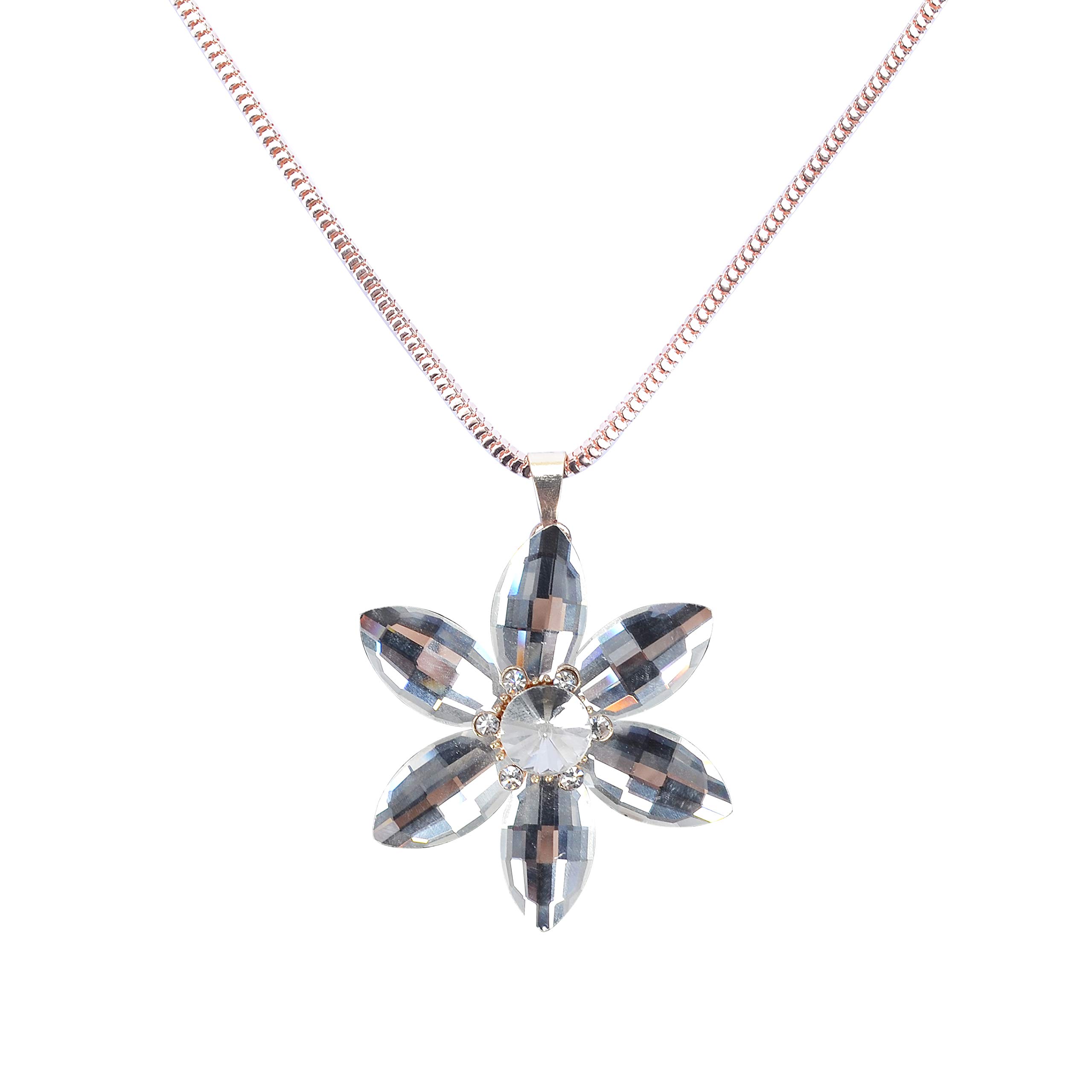 BPC Gemstone Flower Pendant Necklace for Women - Elegant Jewelry Gift for Anniversary, Birthday, Valentine's Day | Perfect for Parties, Weddings, and Special Occasions