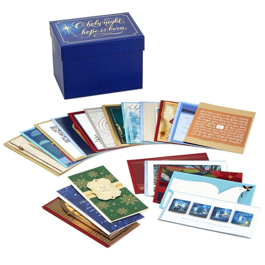 Elegant Assorted Religious Christmas Cards Set in Decorative Lidded Box - Perfect for Holiday Greetings, Church Events & Gift Giving