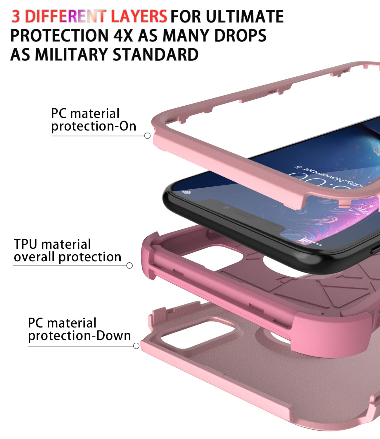 Shockproof Heavy Duty iPhone XR Case - Waterproof, Dustproof & Drop Proof Protection for Apple iPhone XR | Perfect for Outdoor Adventures, Construction Work & Extreme Sports (Pink)
