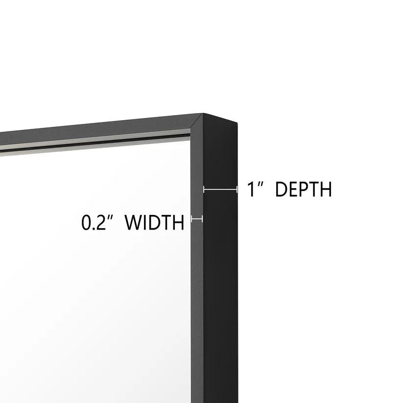 Sleek Modern Black Aluminum Framed Wall Mirror - Full Length Floor Mirror for Bedroom, Living Room & Entryway Decor