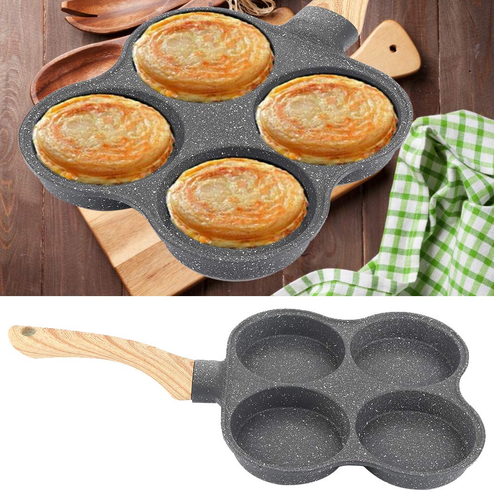 4-Hole Non-Stick Egg Frying Pan - Stone Coated 4-Cup Breakfast Cooker for Eggs, Pancakes & Burgers | Compatible with All Stovetops (Gas, Electric, Induction) | Perfect for Quick Breakfasts, Sandwiches & Family Cooking