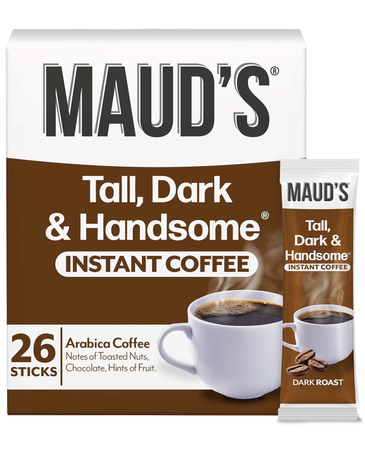 Premium Maud's Instant Dark Roast Coffee - Rich & Bold Flavor - 100% Arabica Beans - Quick & Convenient - Perfect for Camping, Office & Travel