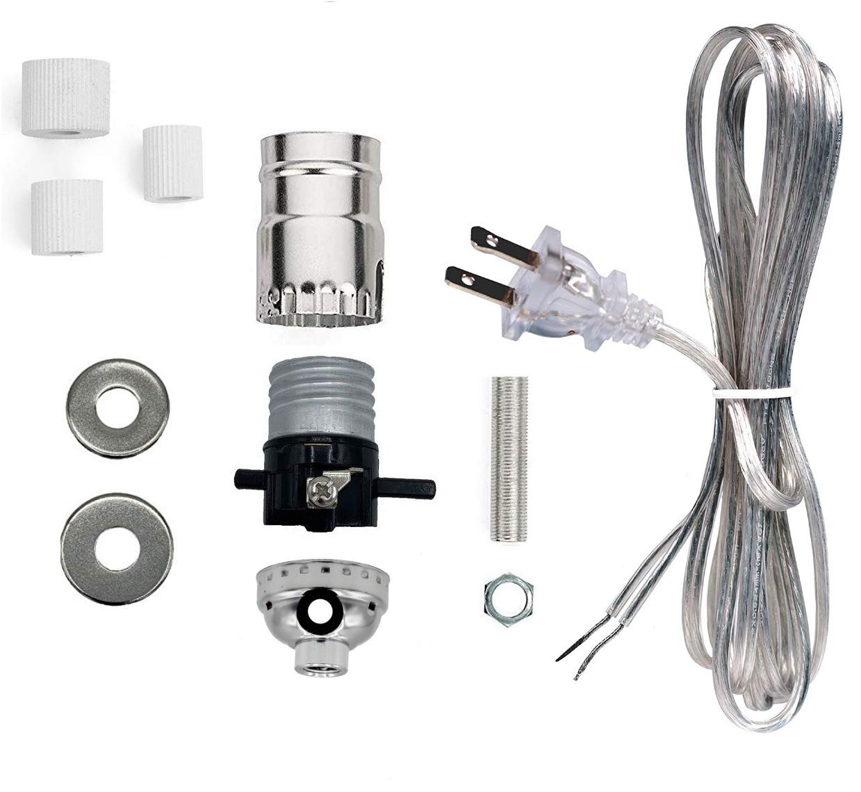 DIY Silver Finish Bottle Lamp Kit - 3 Rubber Adapters for Wine, Liquor & Glass Bottles - Creative Home Decor Lighting for Bars, Restaurants & Bedrooms