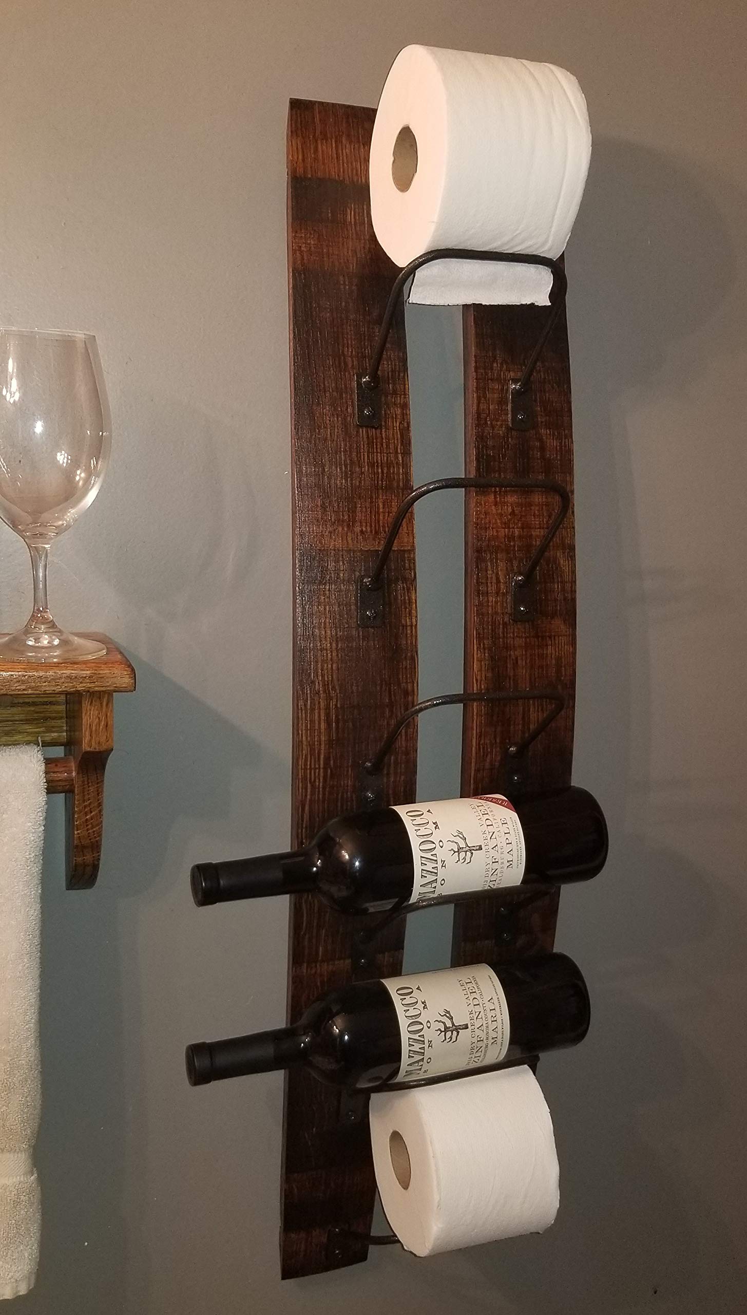 6 Bottle Wine Rack - Solid Wood Wall Mounted Wine Storage Holder for Kitchen, Bar, Dining Room & Home Decor