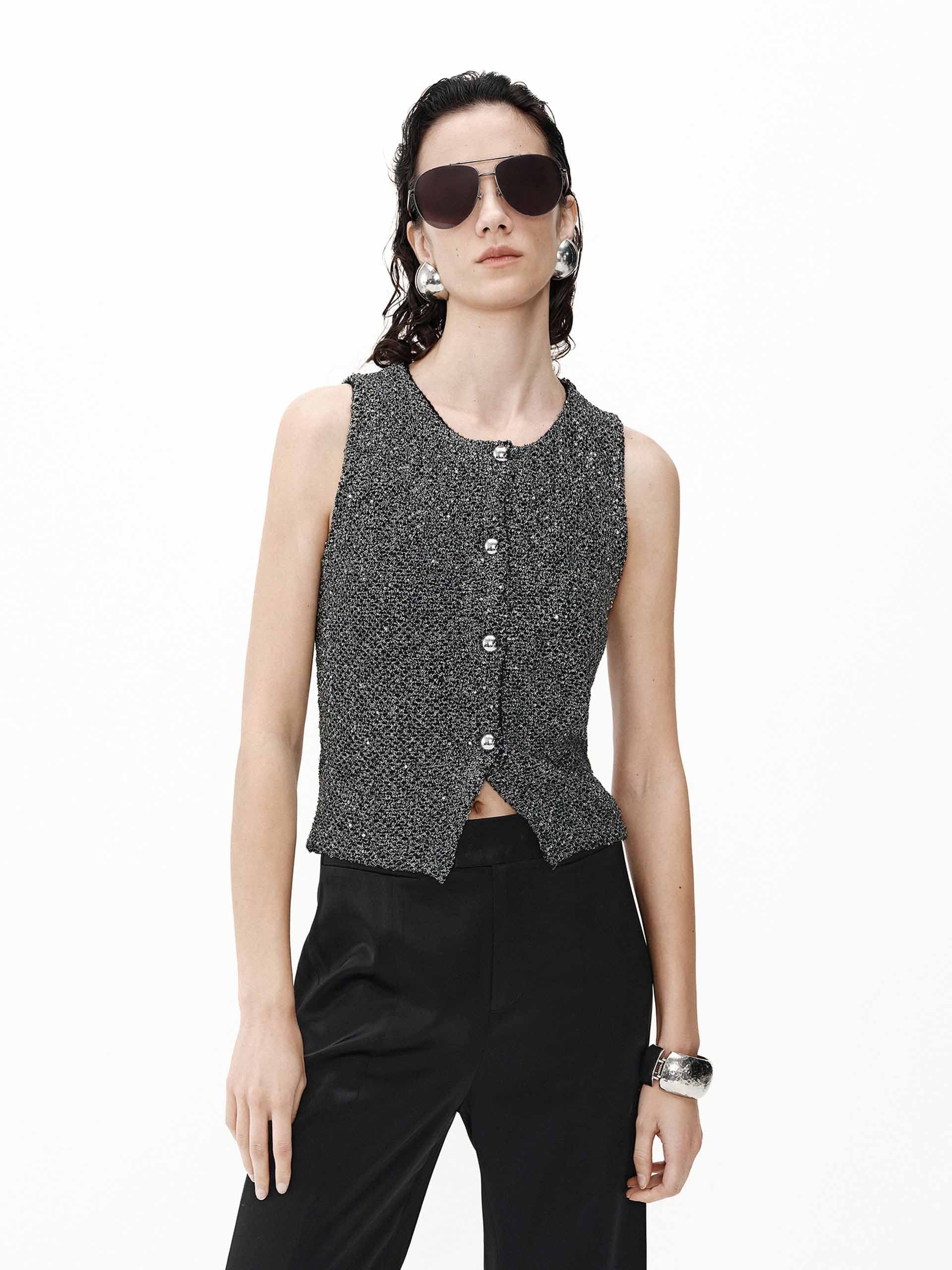 Women's Cropped Knit Waistcoat Vest - Soft Chunky Knit Cardigan for Layering - Perfect for Fall Outfits, Office Wear & Casual Style