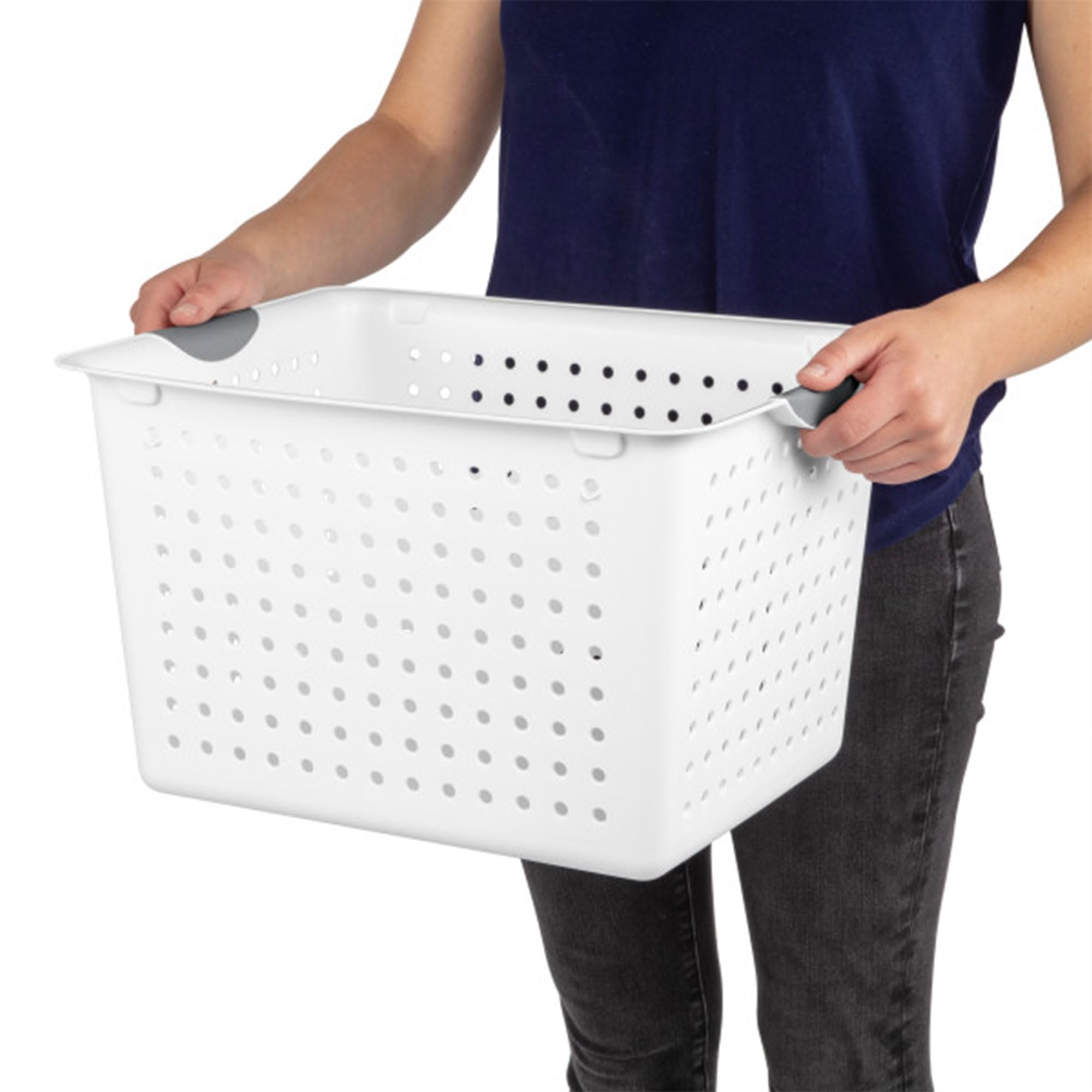 Sterilite Deep Ultra Basket - 18-Pack White Storage Bins for Closet, Pantry & Cabinet Organization | Space-Saving Open Containers for Shelving & Countertop Use | Perfect for Home, Office & Laundry Room Storage