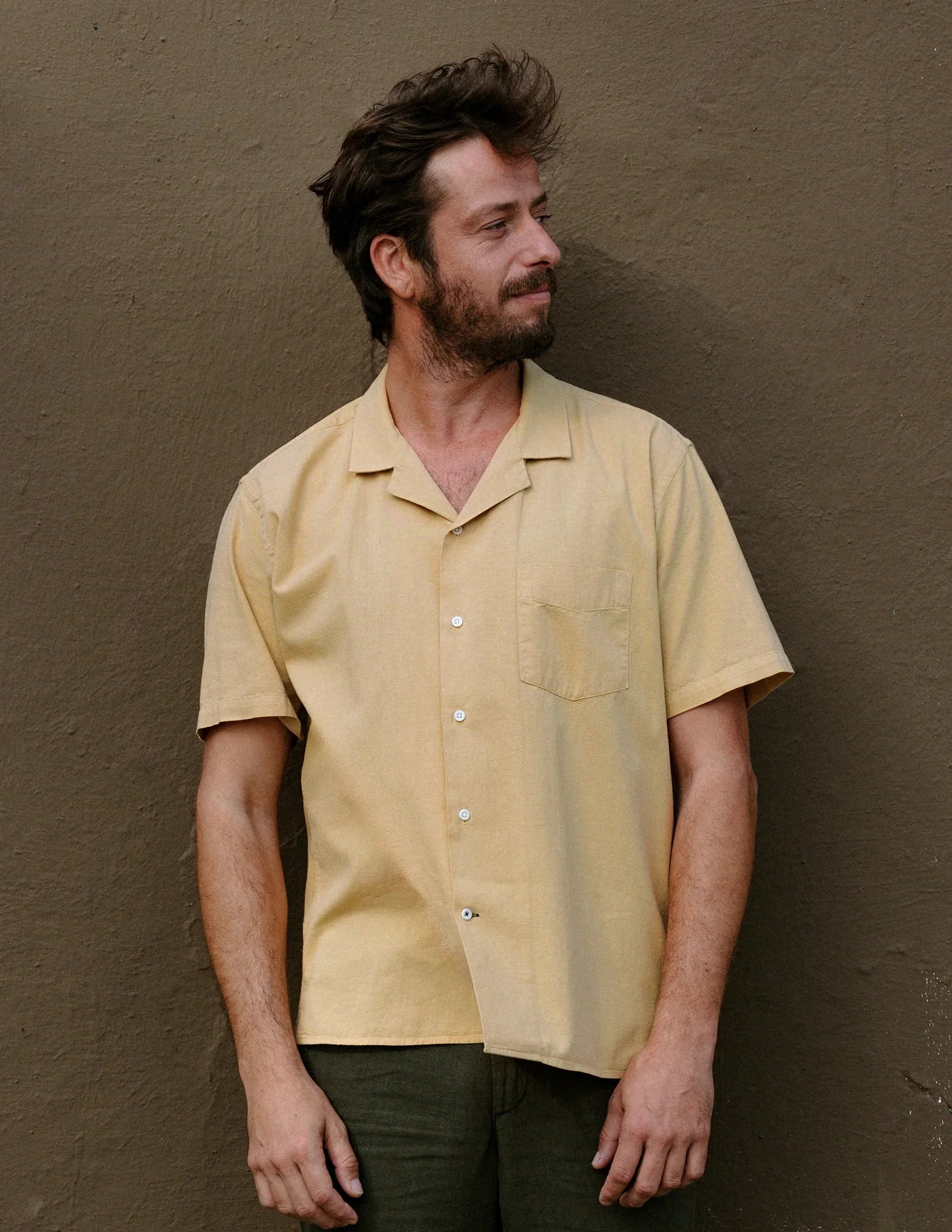 Prado Ochre Short Sleeve Shirt for Men - Casual Summer Button Down Shirt - Perfect for Beach, Office & Outdoor Activities