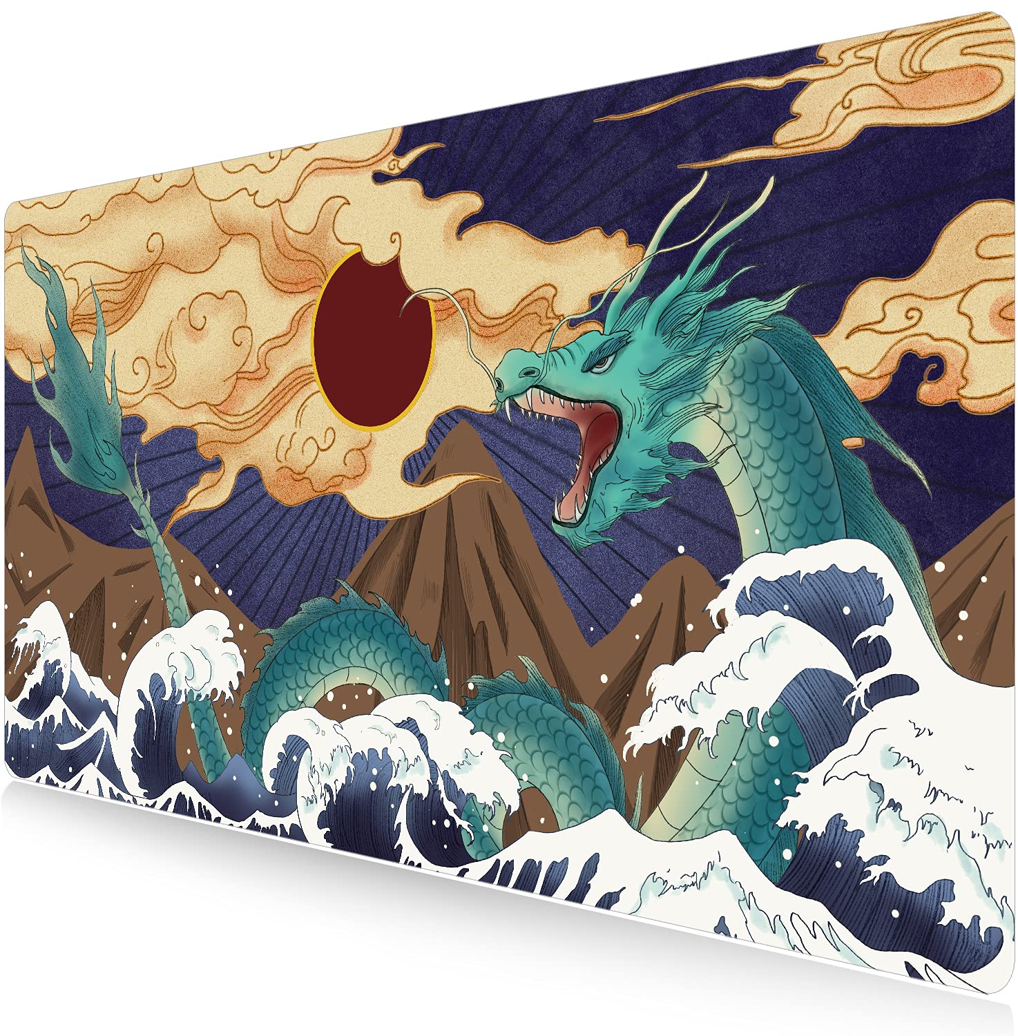 Premium Extended Gaming Mouse Pad - Large XL Desk Mat 31.5x15.7 Inches, Non-Slip Rubber Base, Waterproof Keyboard & Mouse Pad for PC, Laptop, Gaming & Office Work - Dragon Design - Perfect for Esports, Streaming & Home Office Setup