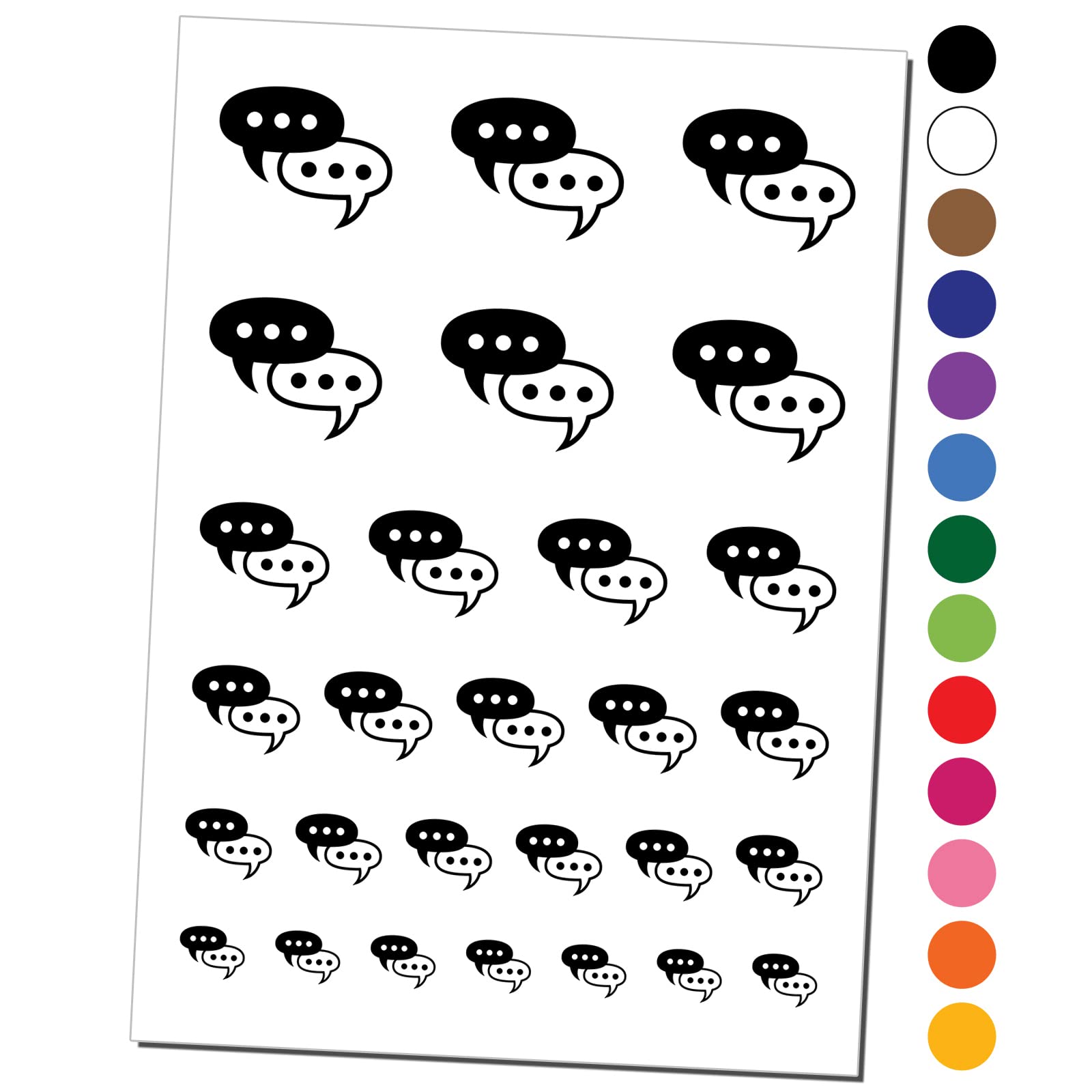 Waterproof Fake Body Art Temporary Tattoos - Black Chat Bubble Icon Set for Parties, Festivals & Cosplay | Conversation Themed Skin Stickers