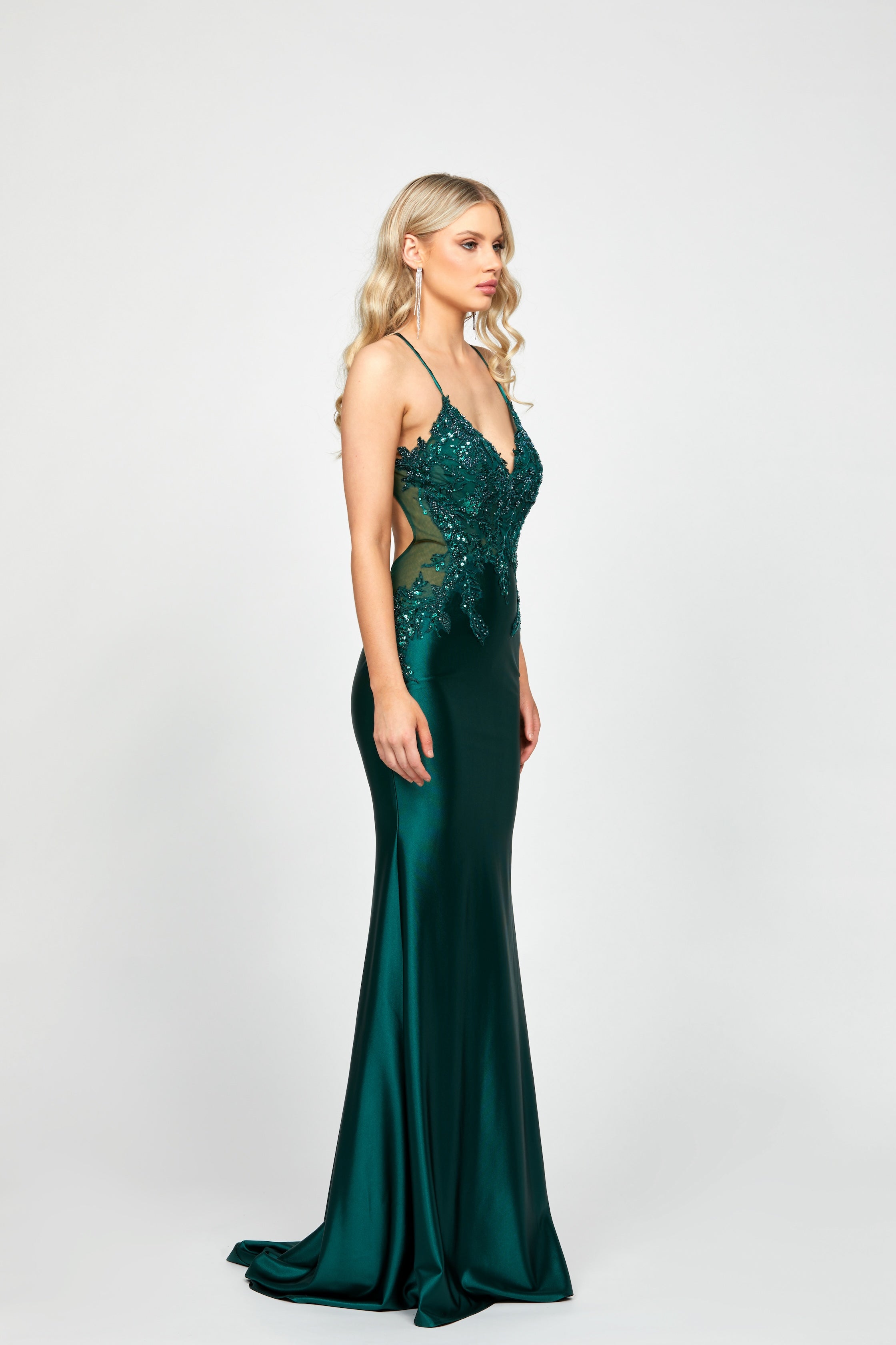 Layne Fishtail Gown - Elegant Mermaid Evening Dress for Women, Formal Prom Wedding Gown with Beaded Details | Perfect for Red Carpet Events, Galas, and Special Occasions