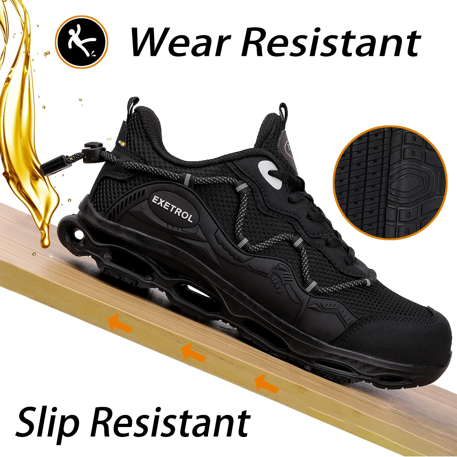 Men's & Women's Steel Toe Sneakers - Lightweight Composite Toe Safety Shoes with Slip-Resistant Work Design for Construction & Industrial Use | Comfortable Work Tennis Shoes for Daily Job Site Wear