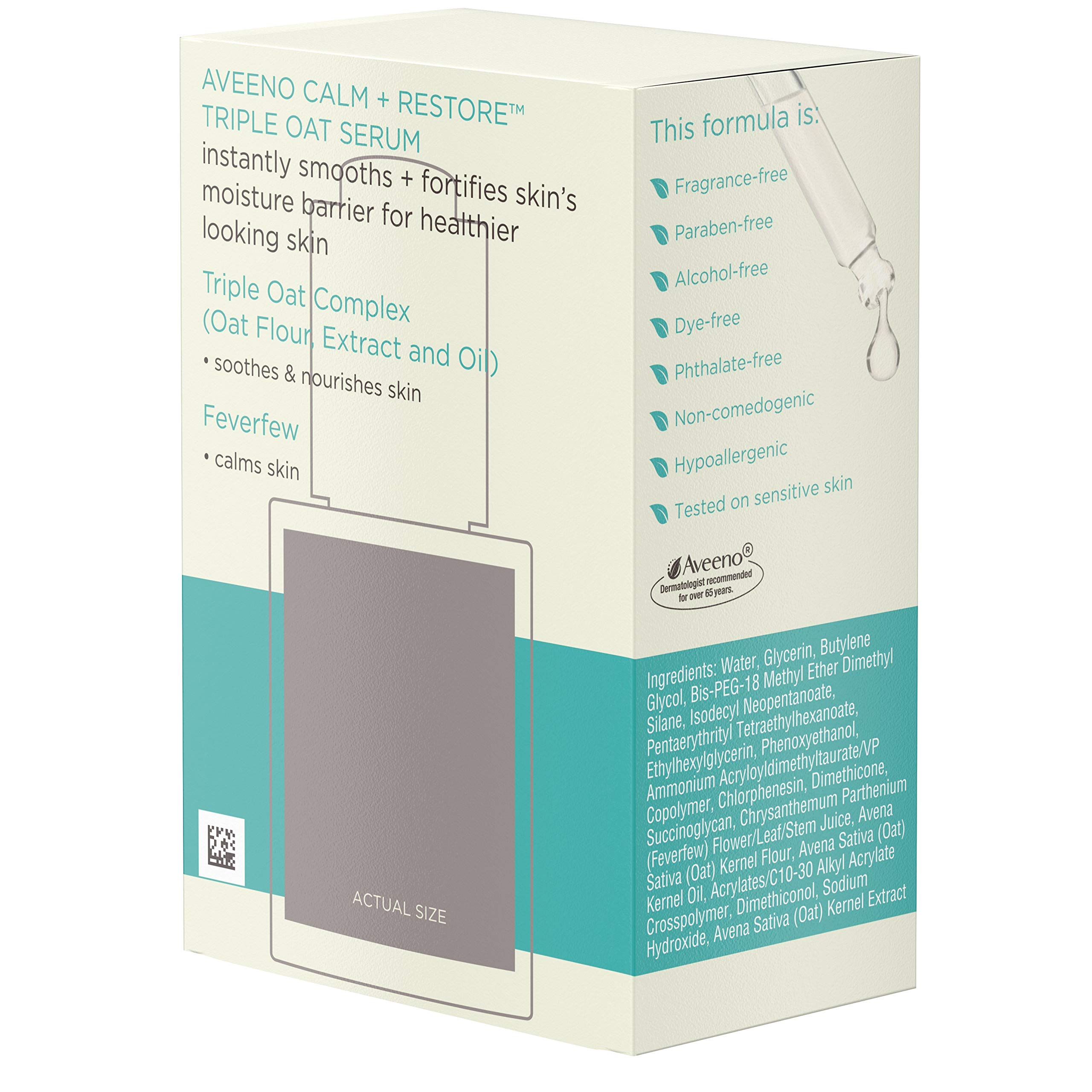 Aveeno Calm + Restore Triple Oat Hydrating Face Serum for Sensitive Skin - Gentle, Lightweight Facial Serum to Smooth & Strengthen Skin - Hypoallergenic, Fragrance-Free, Paraben-Free - 1 fl oz (5 Pack) - Perfect for Daily Skincare Routine & Soothing Irritated Skin