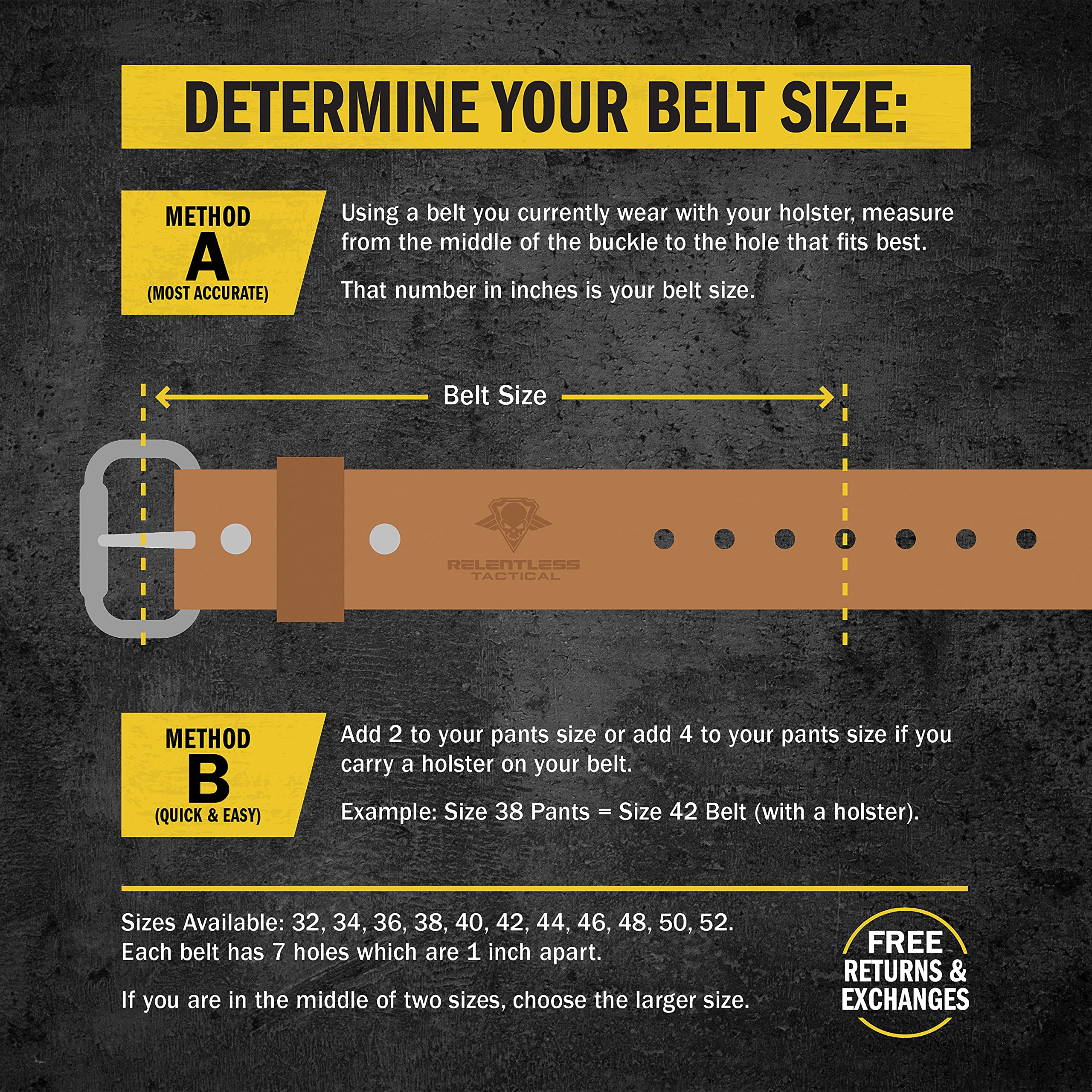 Relentless Tactical Ultimate Gun Belt for Men - Premium USA Made Concealed Carry Belt (CCW) | Durable Leather Gun Belt for Everyday Wear, Range Training & Outdoor Activities
