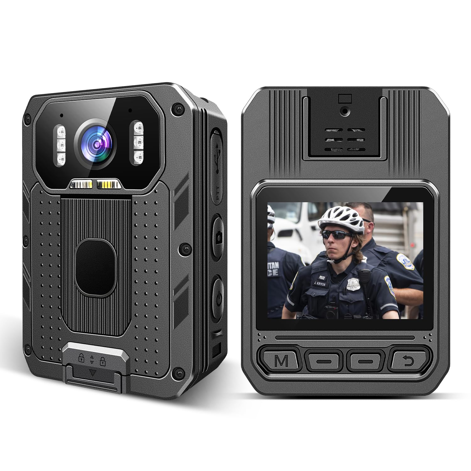 SYDYAM 4K 64GB Body Camera with Audio Recording - Waterproof IP68 Police Body Cam, 13-15 Hours Battery Life with 2x 2350mAh Batteries, H.265 Video Codec - Ideal for Law Enforcement, Security Patrol, Hiking & Outdoor Adventures
