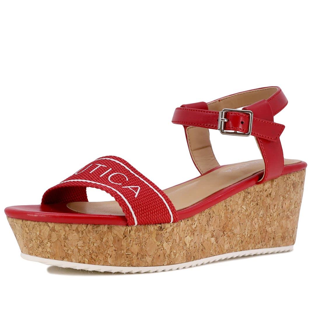 Nautica Women's Espadrille Mid Wedge Sandals with Fashion Buckle - Comfortable Summer Casual Shoes for Beach, Vacation & Outdoor Wear