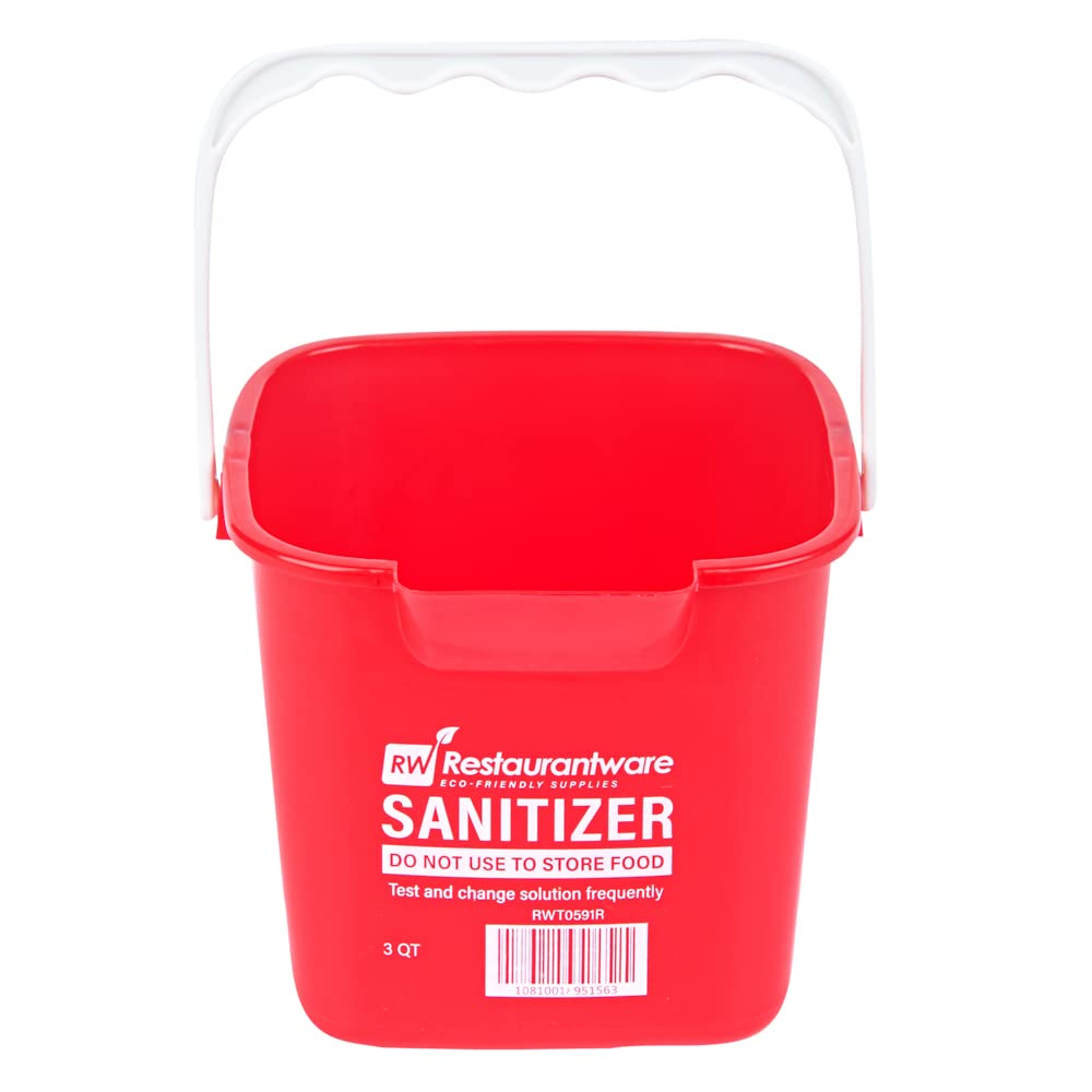 Restaurantware RW Clean 3 Quart Plastic Cleaning Buckets with Measurements - 10 Pack Square Detergent Buckets with Built-In Spout & Handle for Home, Commercial, or Restaurant Use - Ideal for Mopping, Car Washing, and Household Cleaning