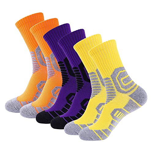 6 Pairs Cotton Compression Socks for Women & Men - Breathable Moisture-Wicking Running Socks for Marathon, Travel & Work - Improve Circulation & Reduce Swelling