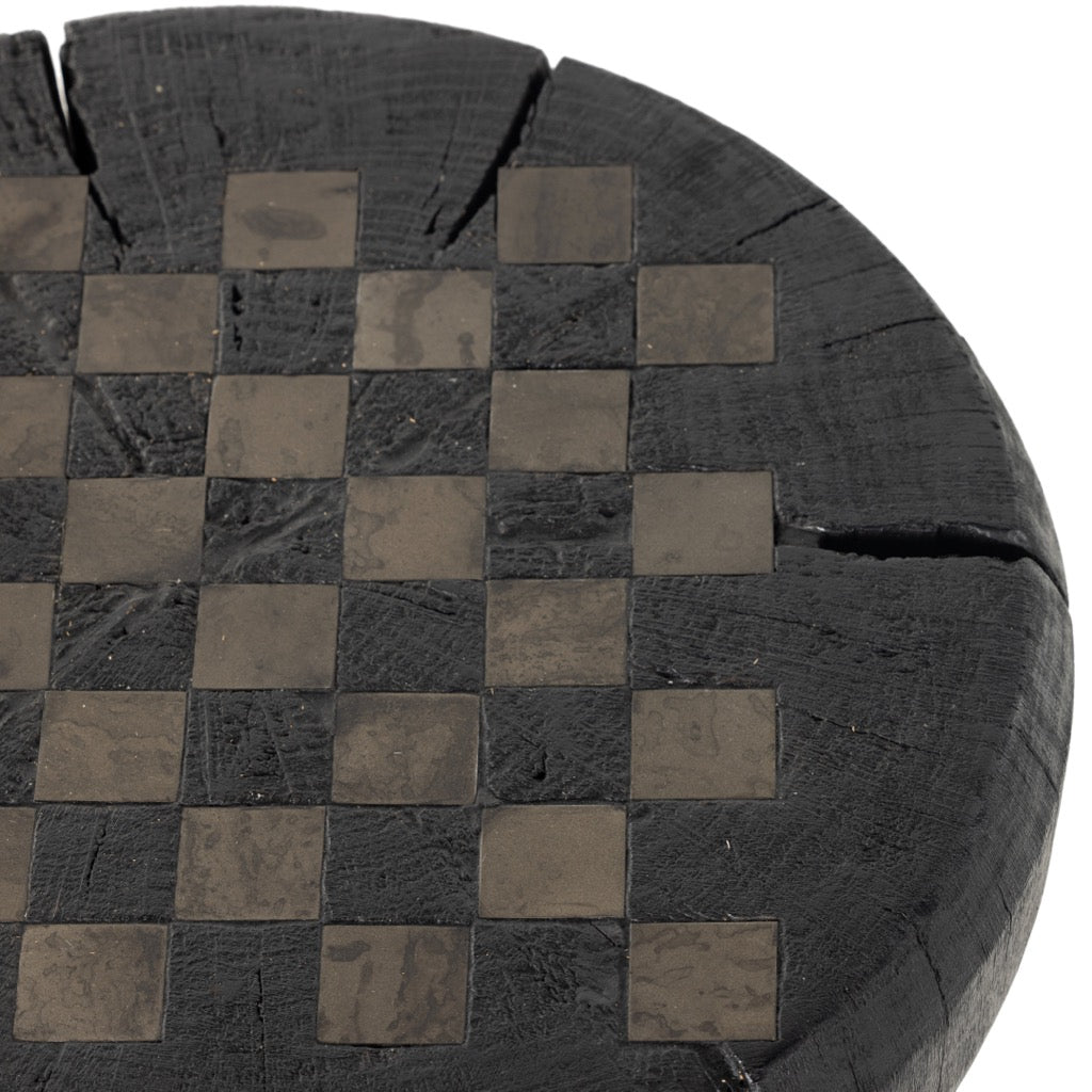 Premium Carbonized Black Chess Table - Elegant Game Board for Indoor & Outdoor Play - Perfect for Home, Office, or Garden Chess Games