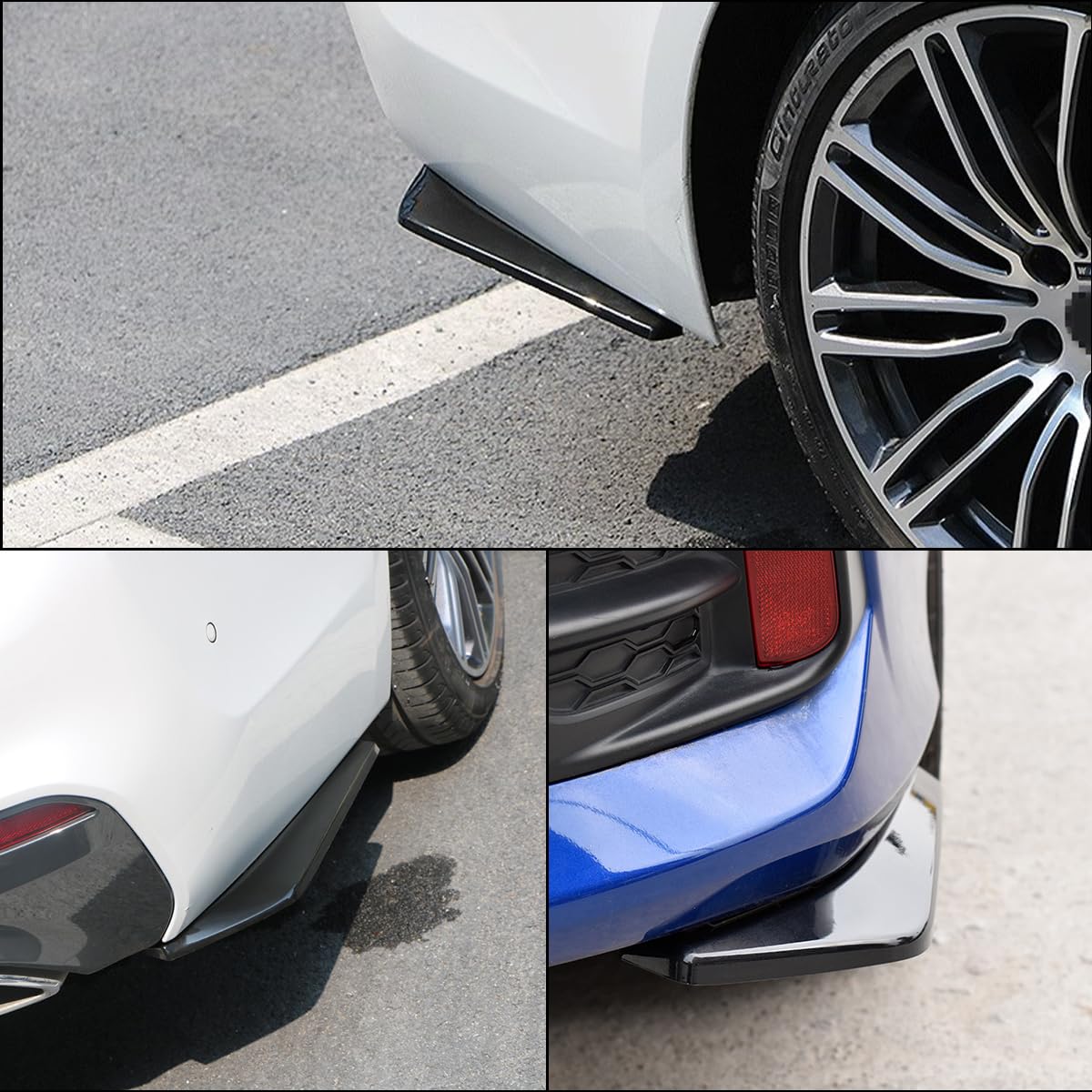 Mandark 2PCS Universal Car Rear Bumper Diffuser Spoiler Lip - Anti-Scratch Protection for Rear & Front Bumper, Side Skirt Splitter Body Kit (Black) | Enhances Vehicle Aerodynamics & Style for Sedans, Coupes, and Sports Cars